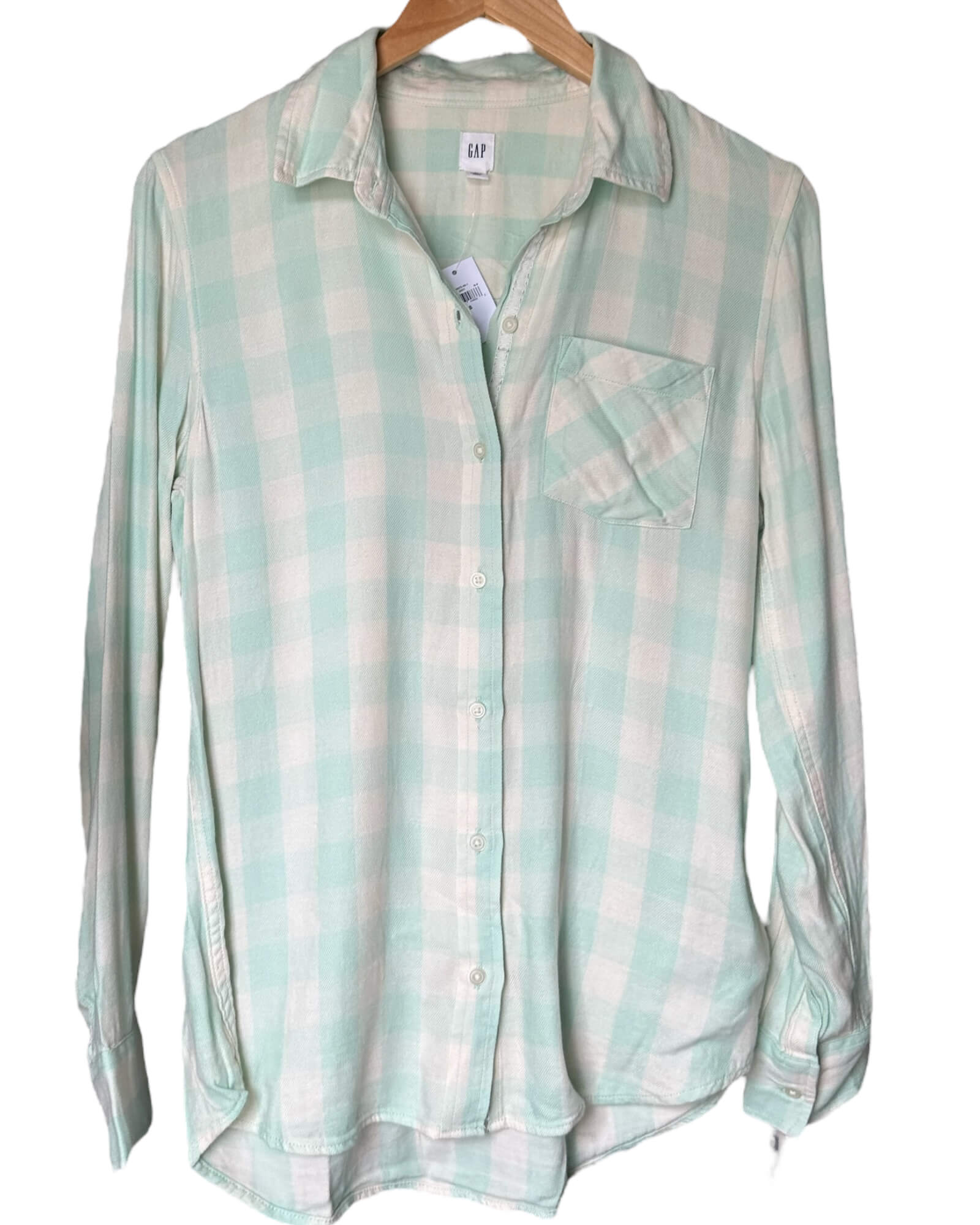 Soft Summer GAP mint plaid flannel shirt
