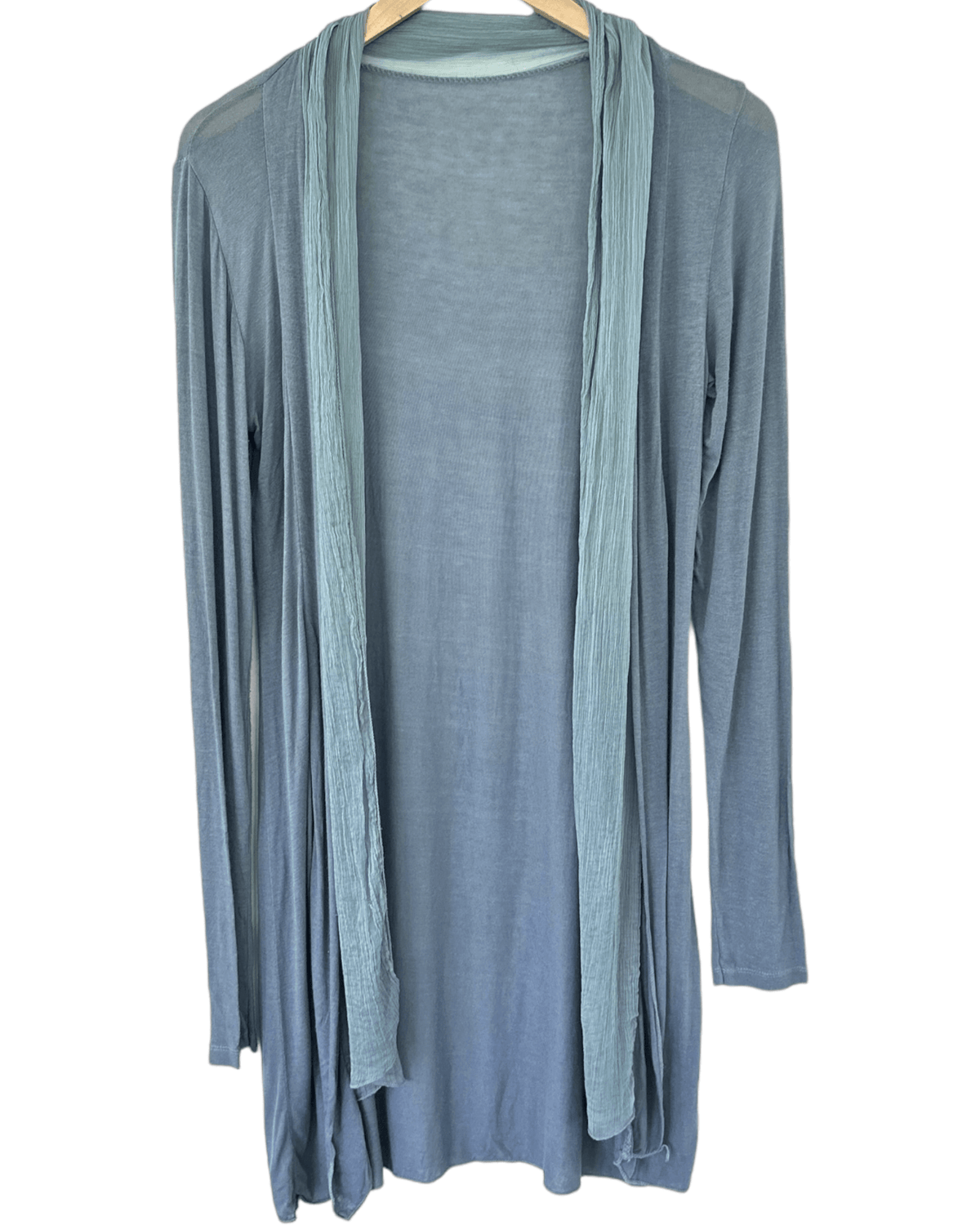 Soft Summer haze Italian silk crepe jersey knit open cardigan