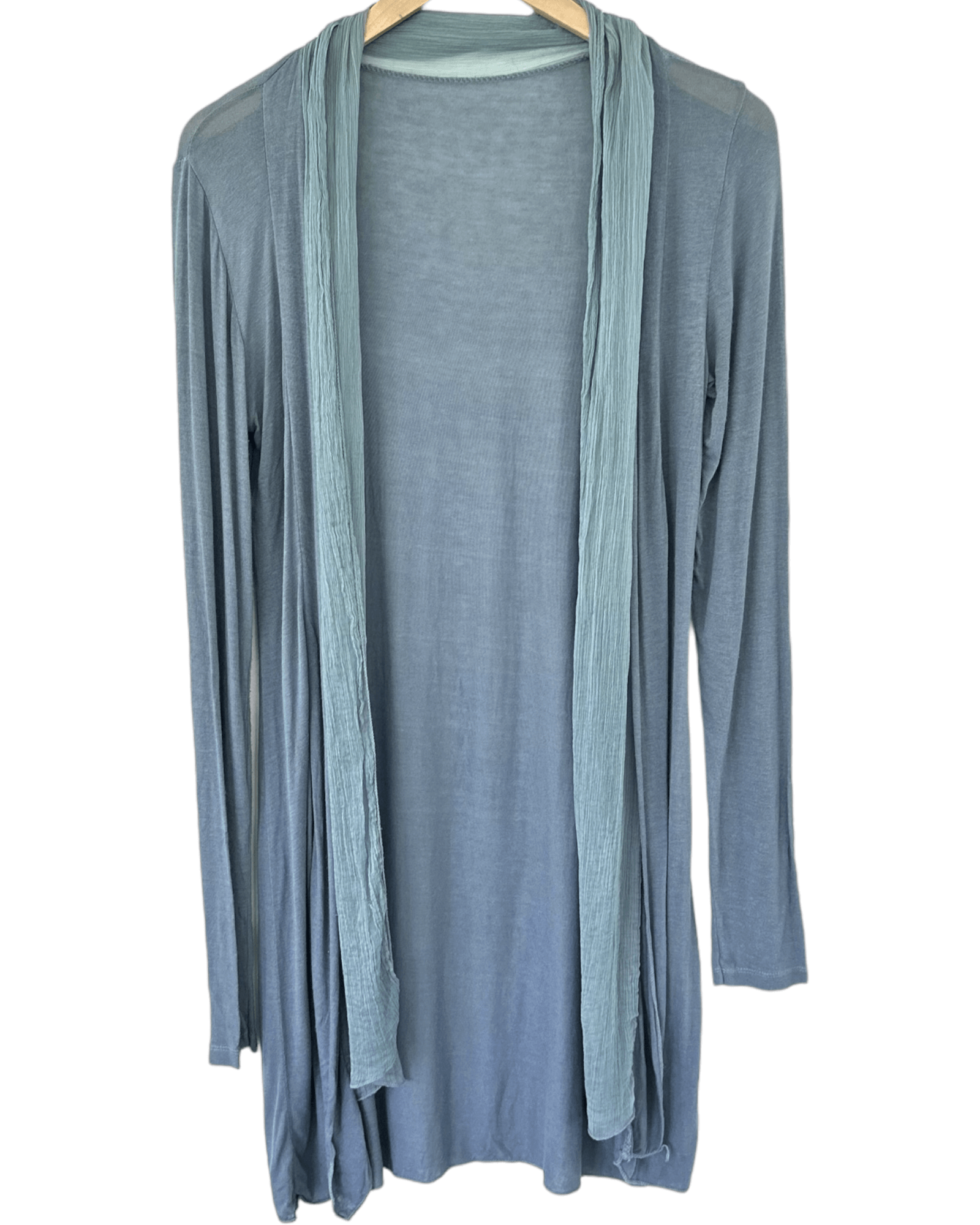 Soft Summer haze Italian silk crepe jersey knit open cardigan
