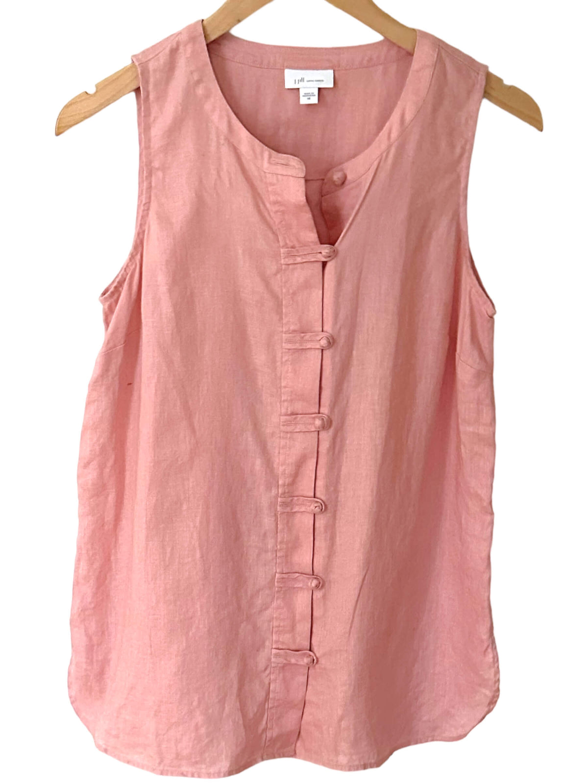 Soft Summer J.JILL pampas pink sleeveless button-up linen top
