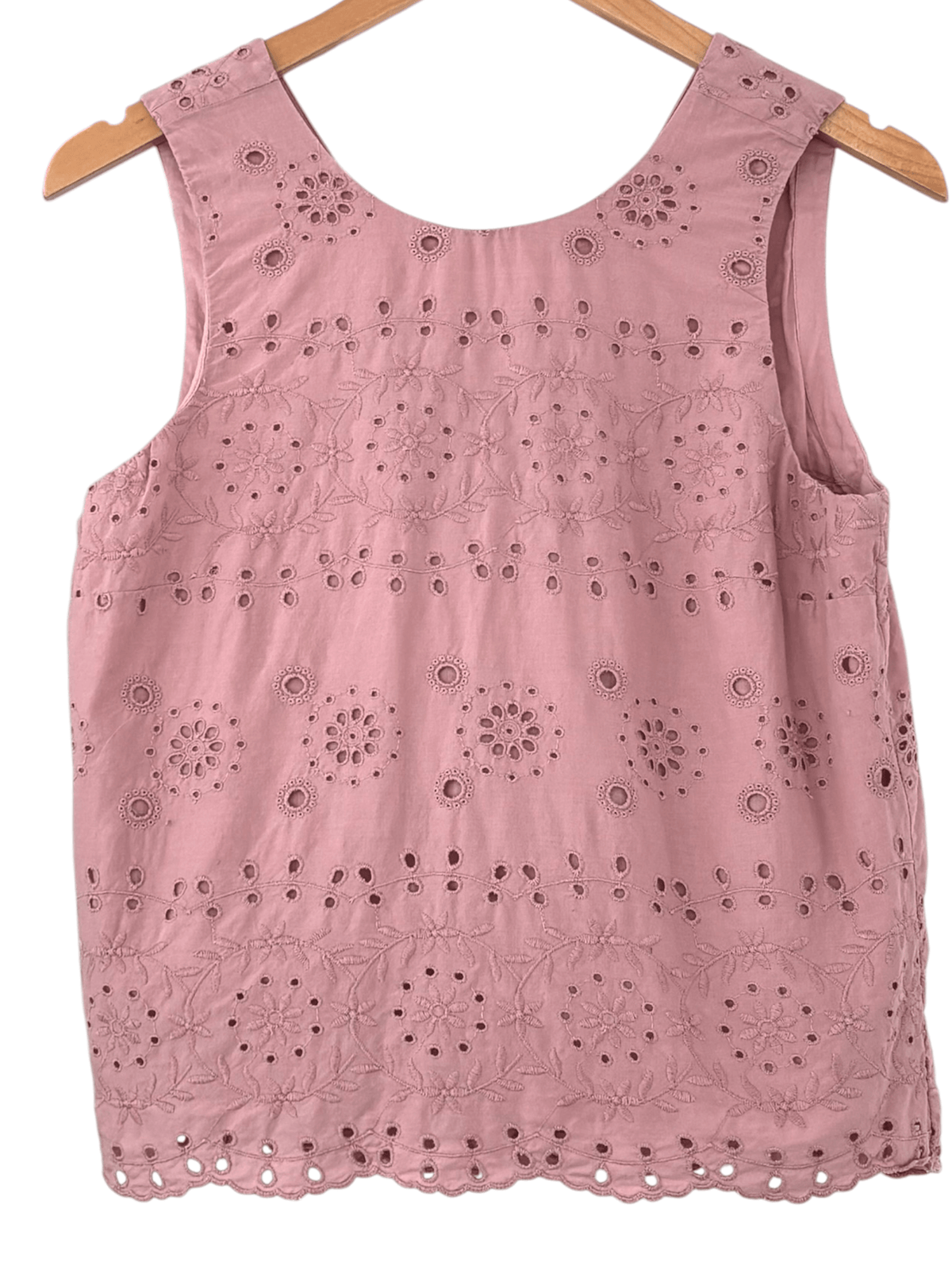 Soft Summer LOFT teaberry sleeveless eyelet v-back top