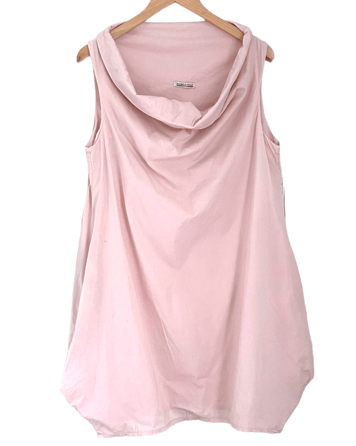 Soft Summer MADE IN ITALY petal pink sleeveless cowl balloon hem dress tunic