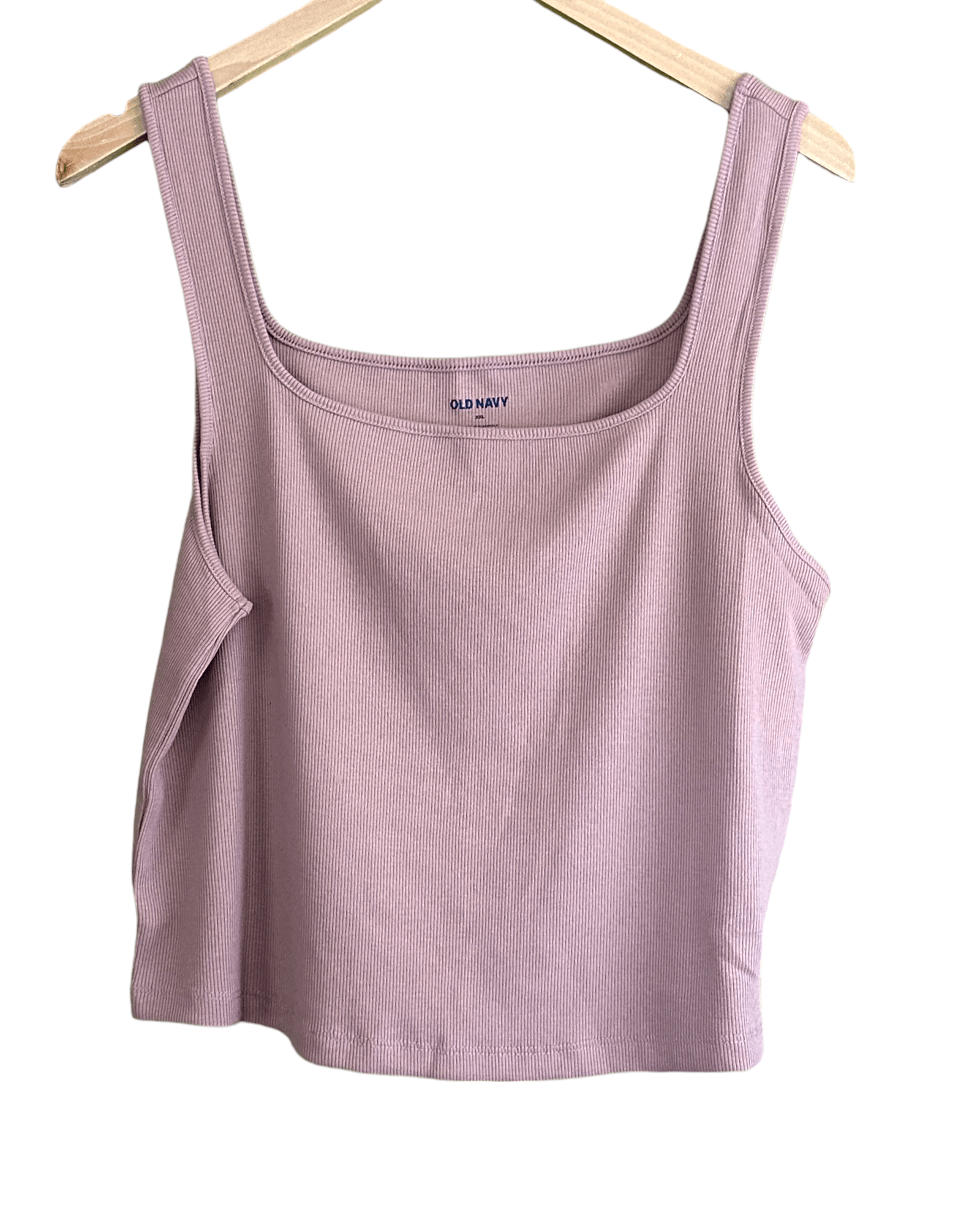 Soft Summer OLD NAVY desert stone pink square neck cropped ribbed knit tank top