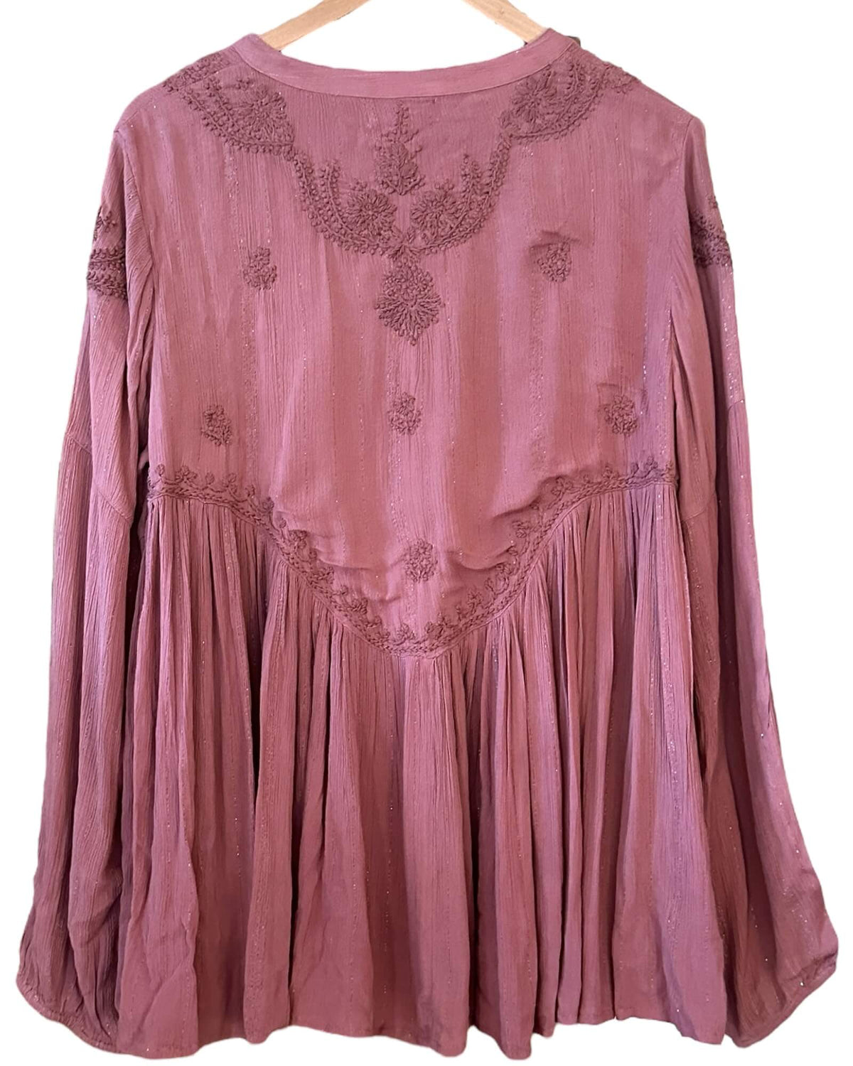 Soft Summer dusty rose RACHEL ZOE dusty rose embroidered tassel blouse
