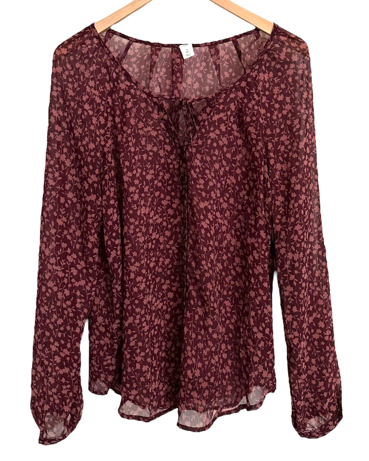 Soft Summer OLD NAVY semi-sheer floral tie-front blouse