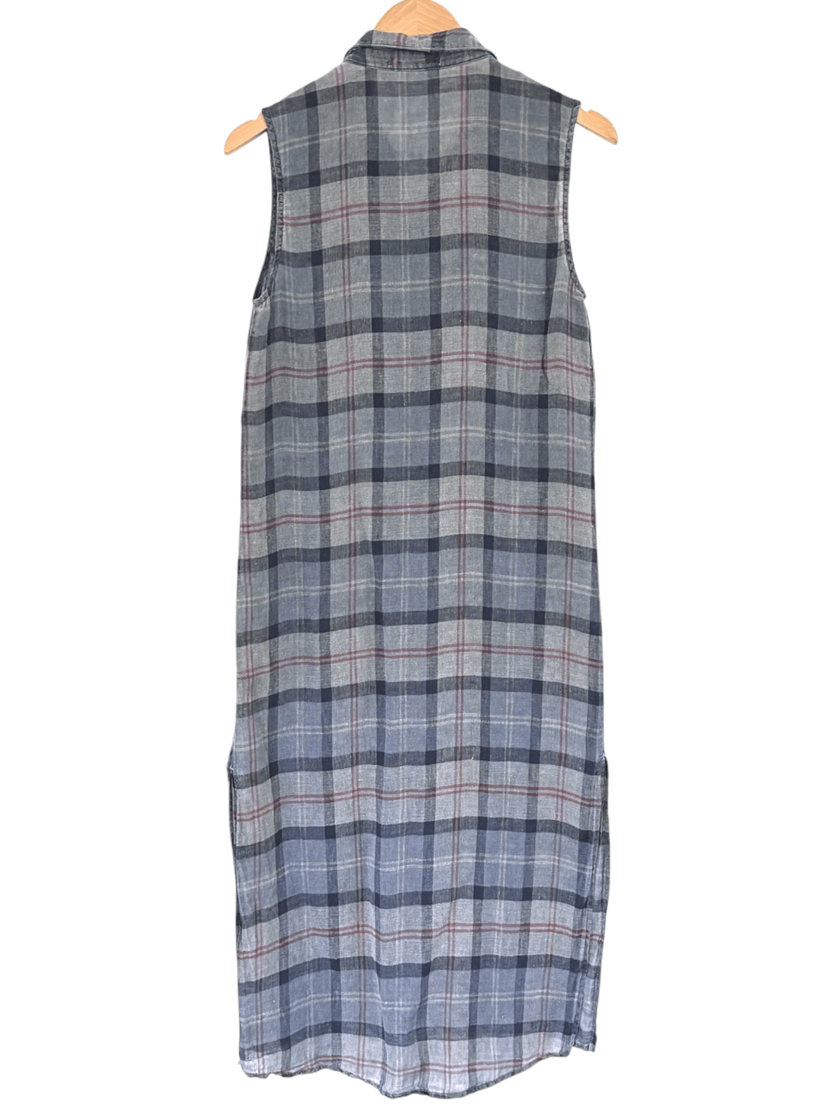 Soft Summer STATESIDE plaid linen sleeveless maxi shirt dress