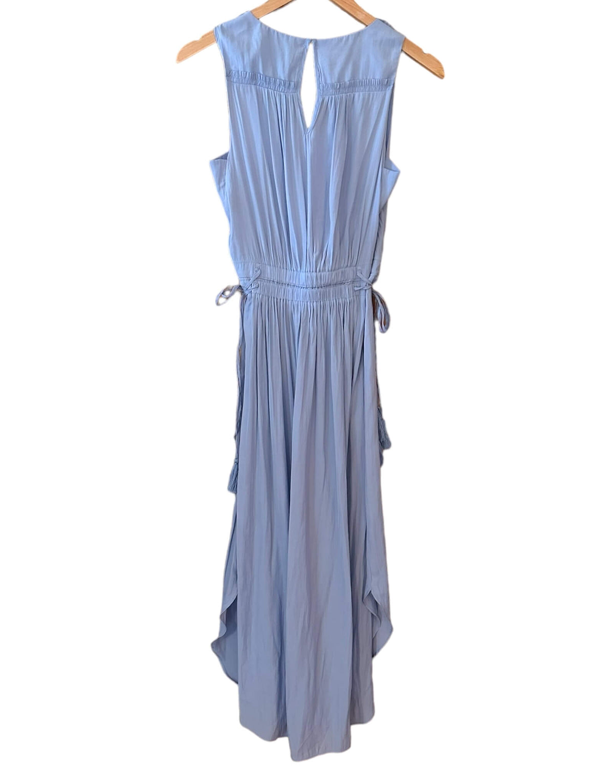 Soft Summer TAHARI stormy blue gathered sleeveless midi dress