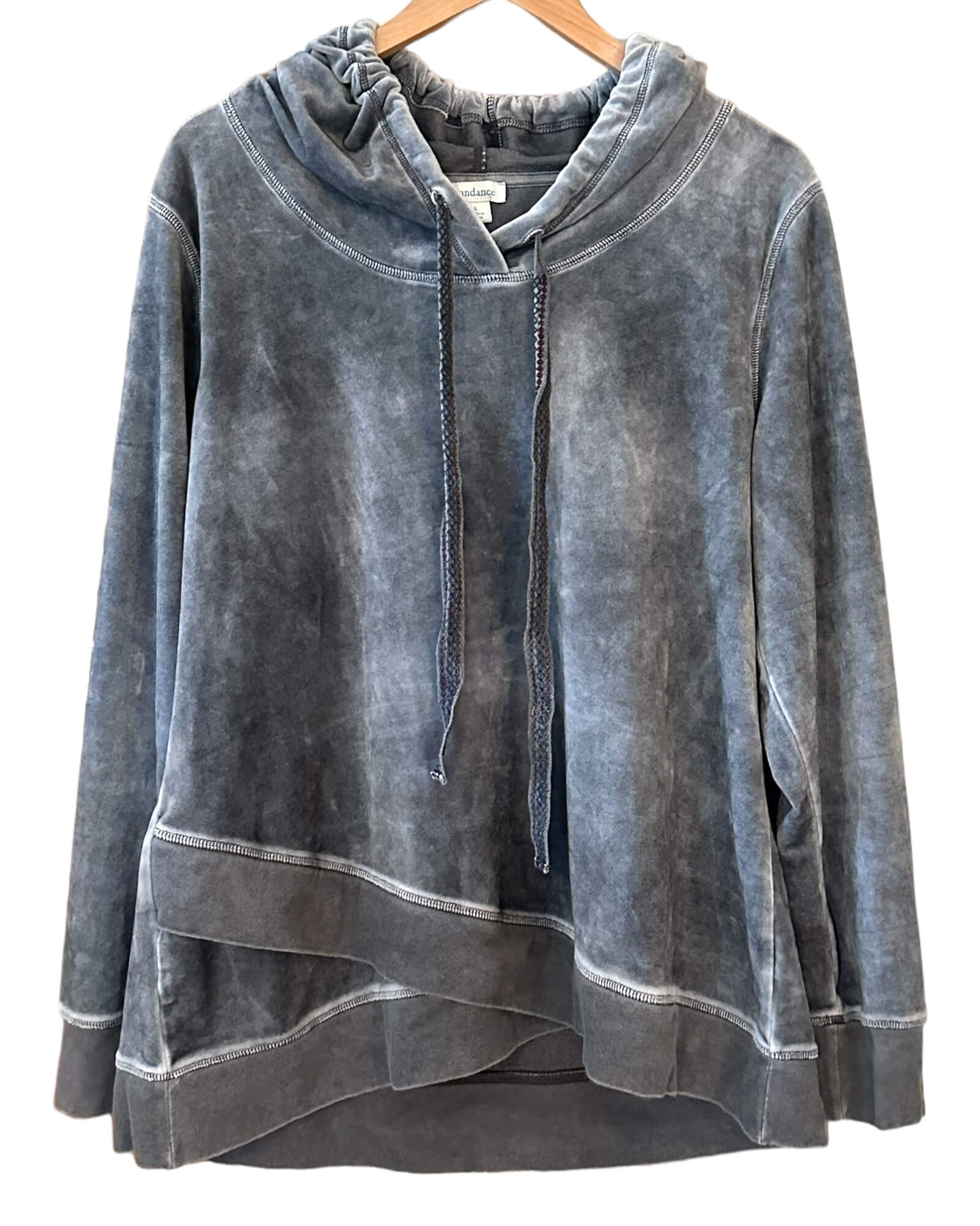 Soft Summer SUNDANCE koala gray cross front velour hoodie sweatshirt