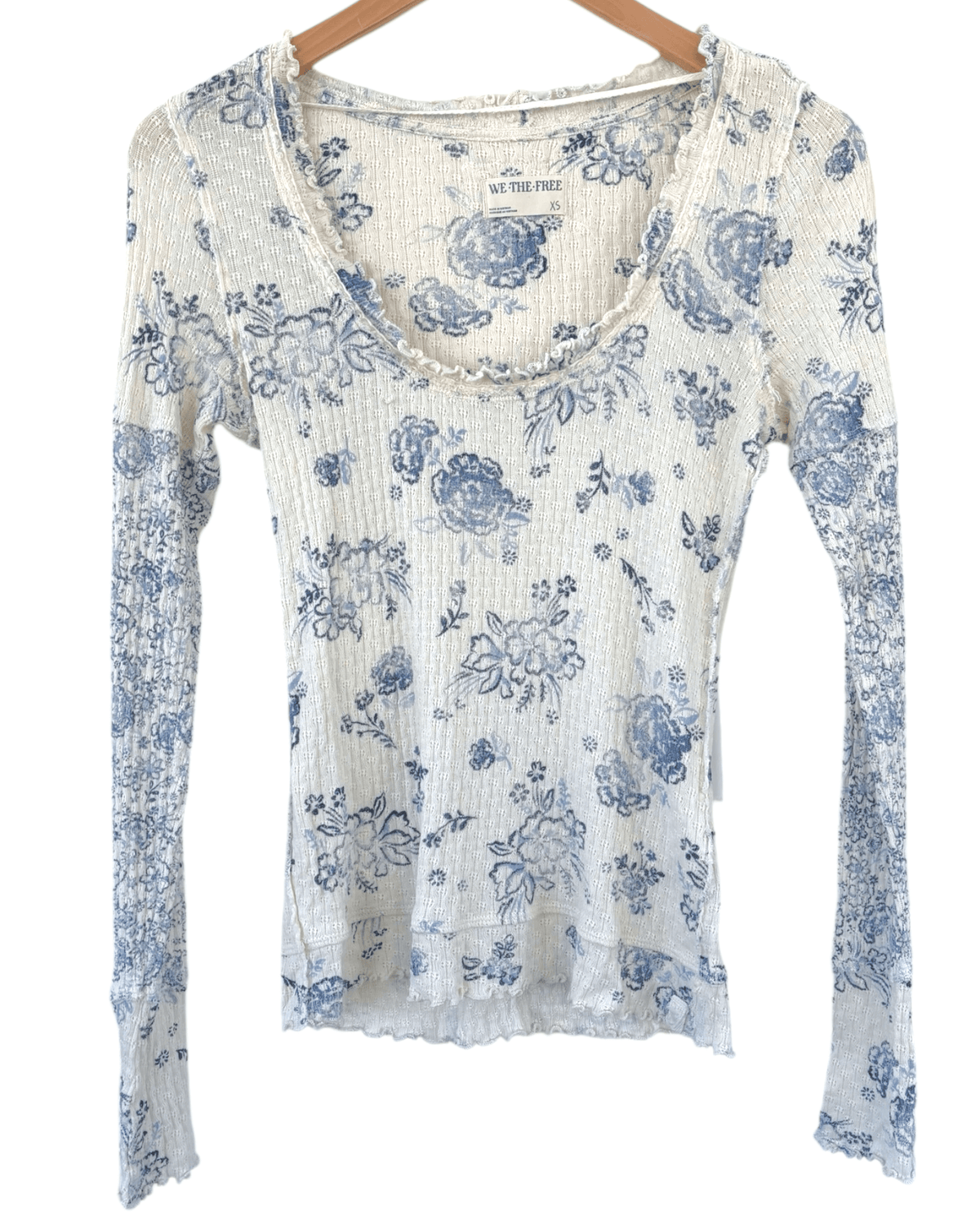 Soft Summer WE THE FREE clover print scoop neck thermal top