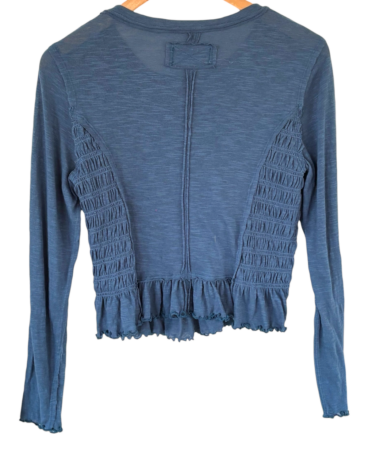 Soft Summer WE THE FREE honest blue smocked bodice jersey knit top