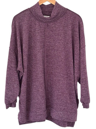 Soft Summer Heathered Mauve Mock Neck Pullover