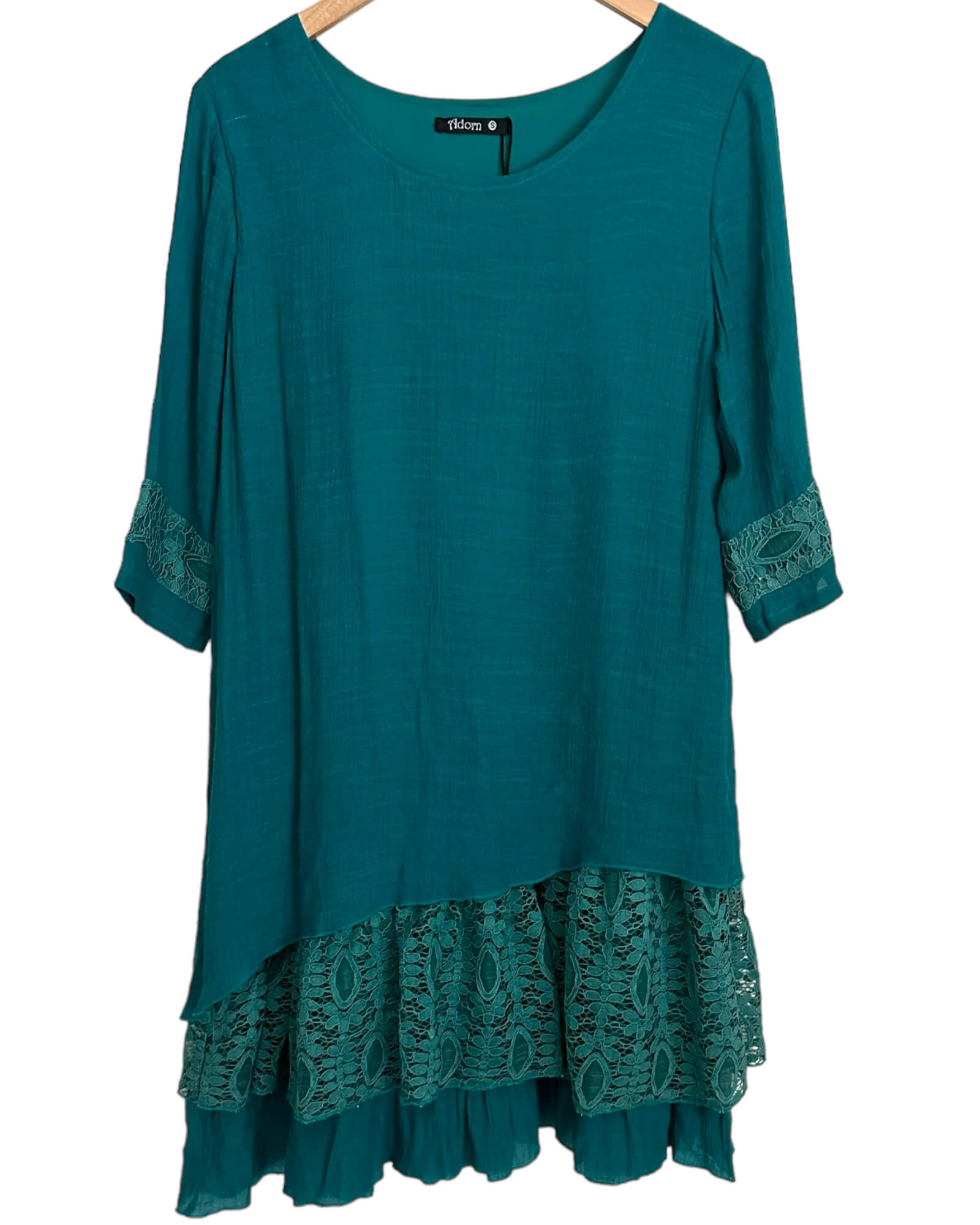 Warm Autumn ADORN teal lace ruffle dress