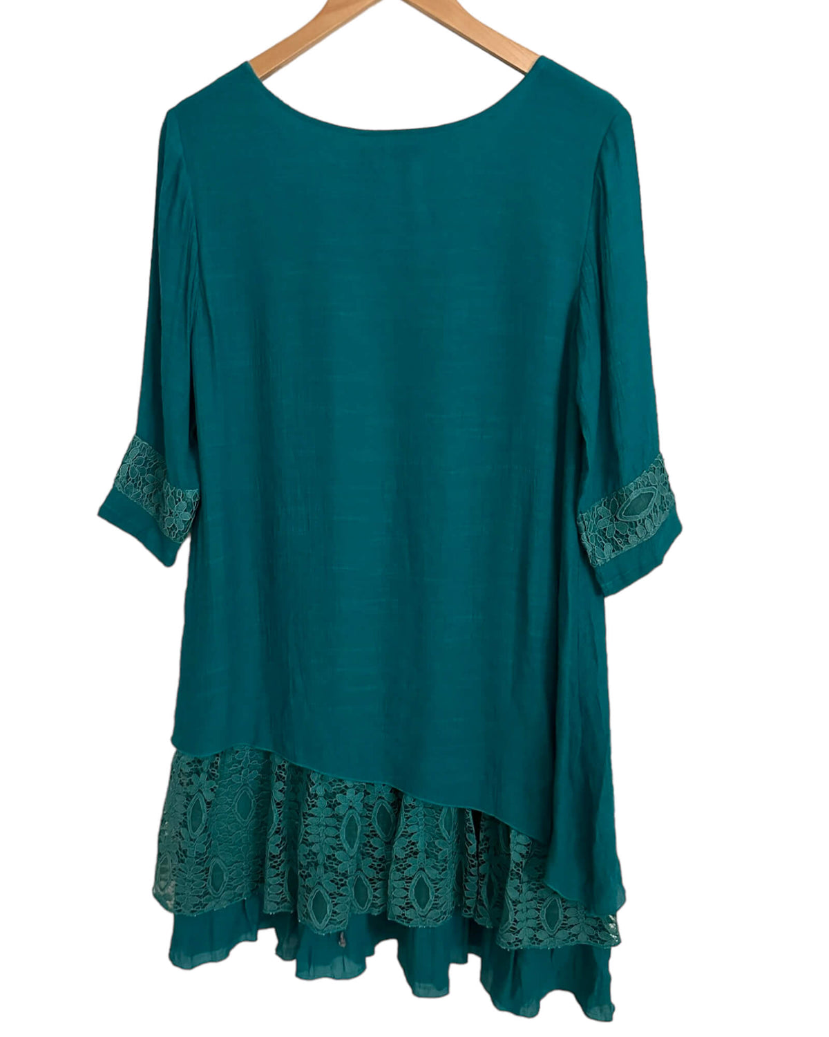 Warm Autumn ADORN teal lace ruffle dress