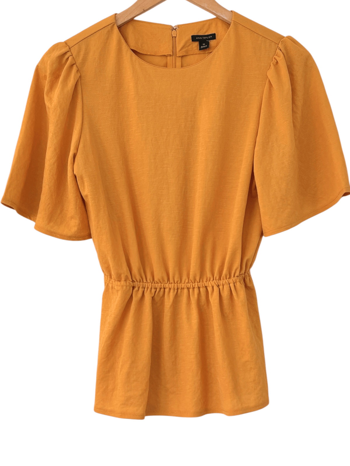 Warm Autumn ANN TAYLOR ginger root cut out peplum blouse