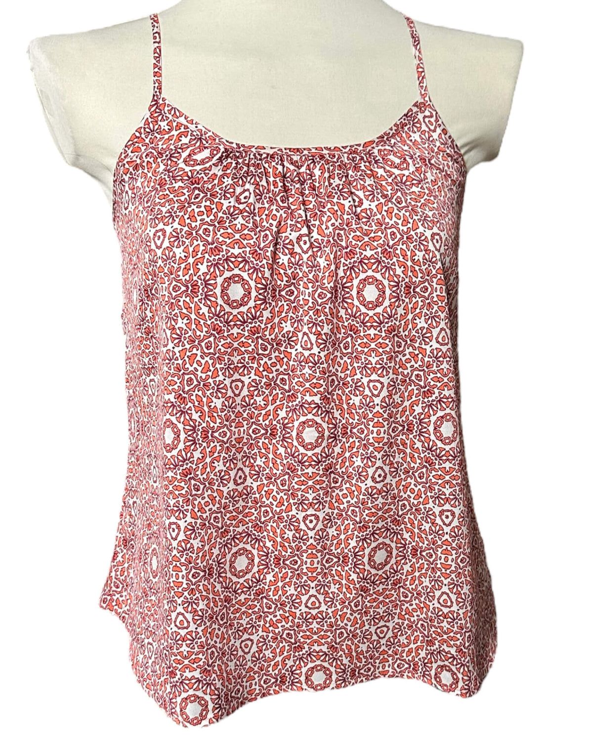 Warm Autumn ANN TAYLOR print strappy tie-back tank blouse 