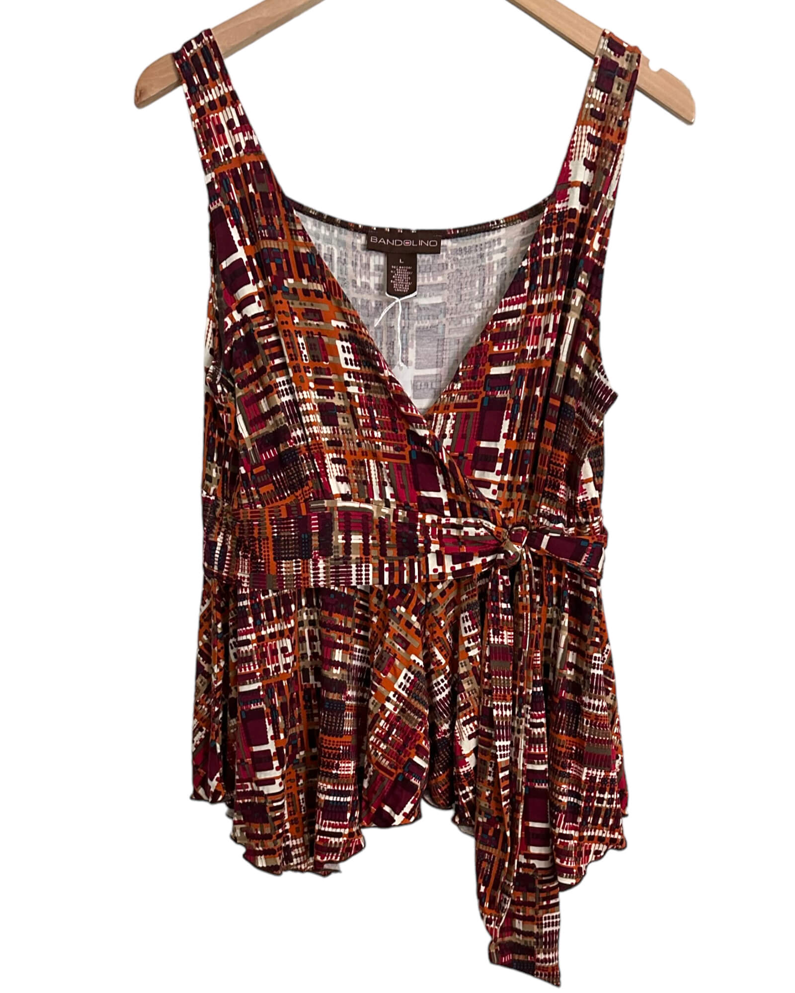 Warm Autumn BANDOLINO print asymmetric sleeveless top