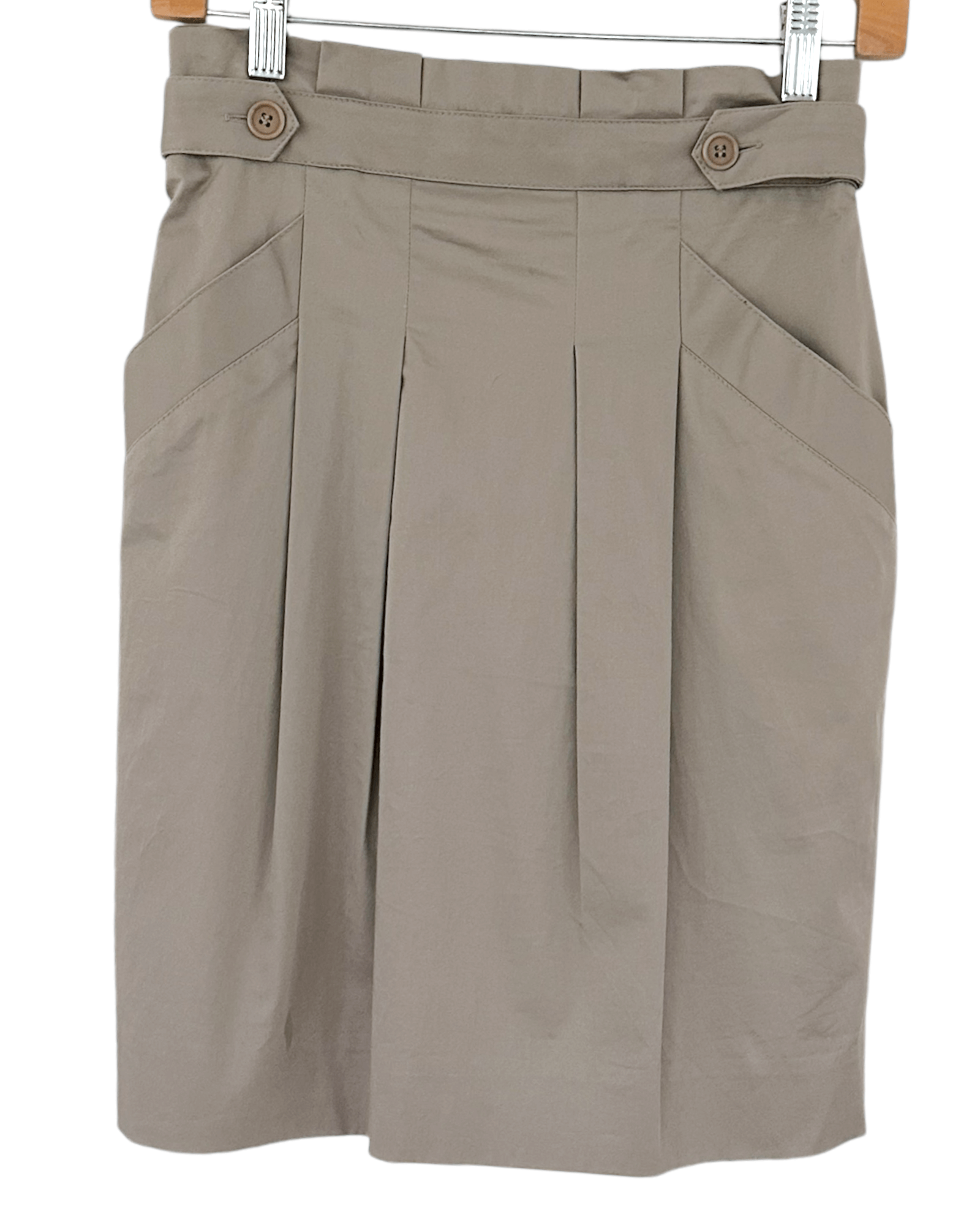 Warm Autumn BCBGMAXAZRIA pebble tab waist box pleat skirt