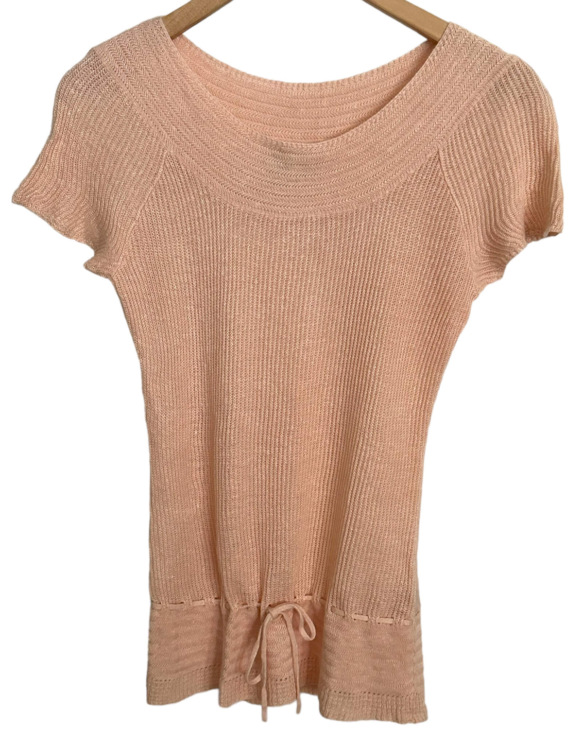 warm Autumn RALPH LAUREN blush pink linen tie waist sweater