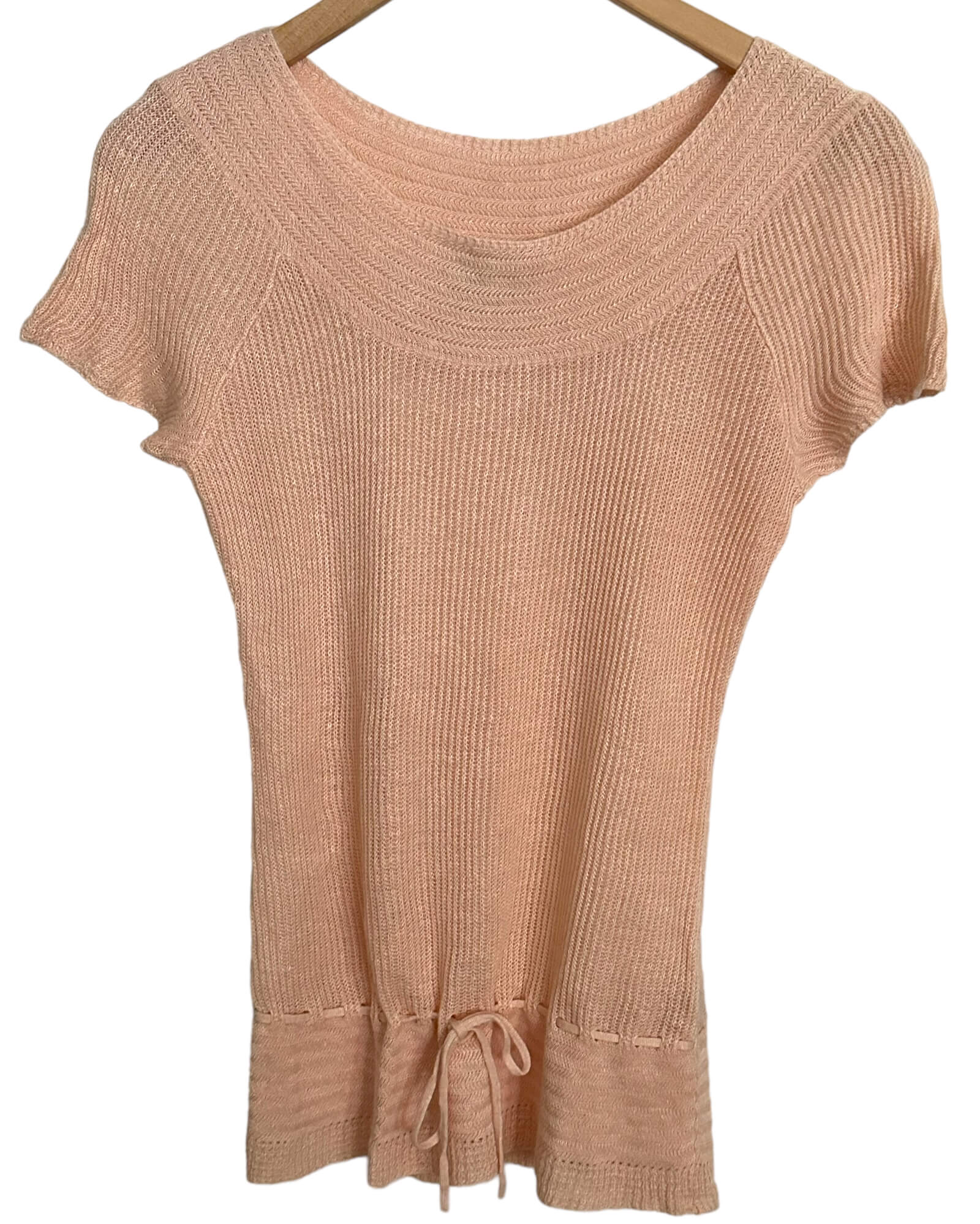 warm Autumn RALPH LAUREN blush pink linen tie waist sweater