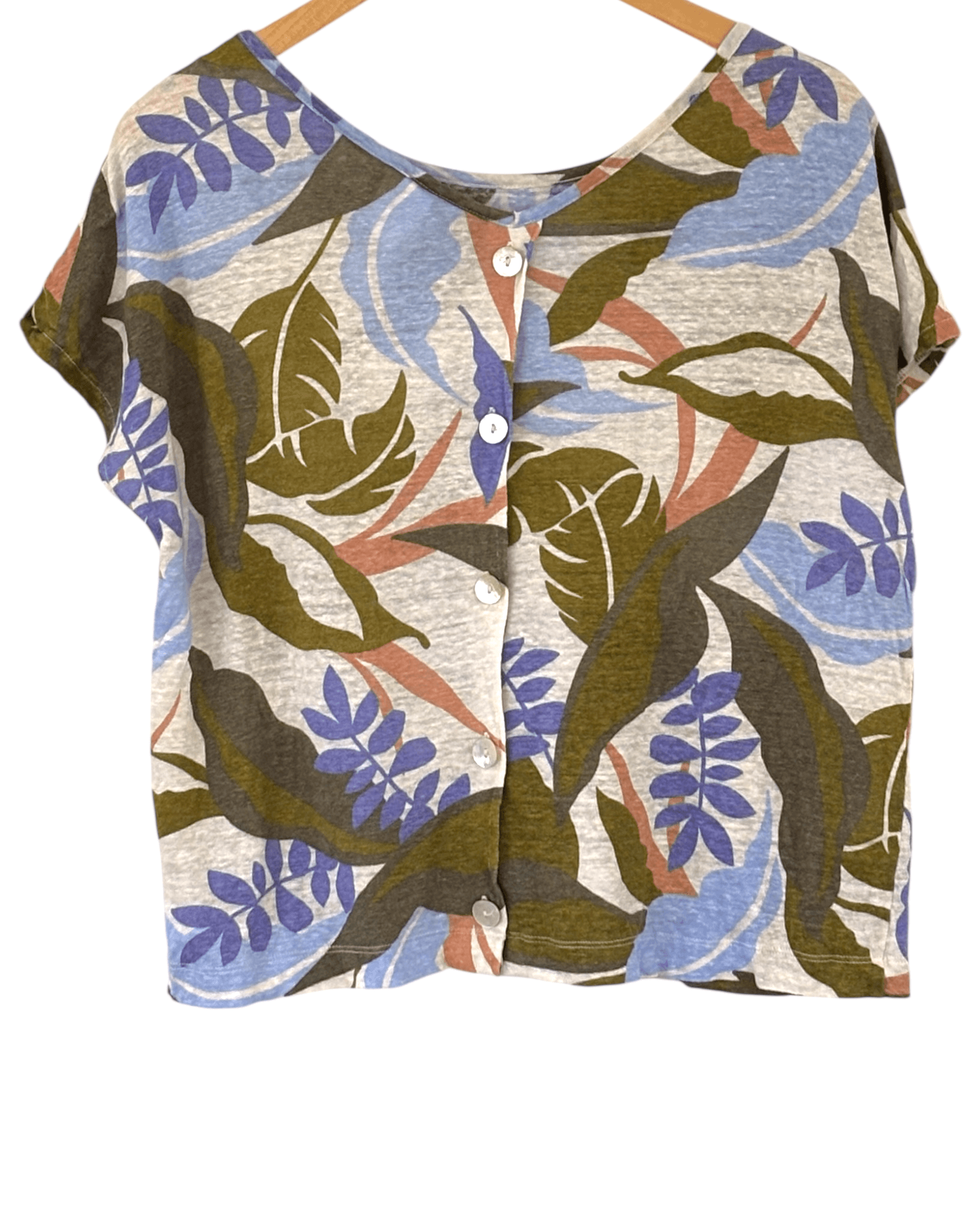Warm Autumn C&C California leaf print button back top