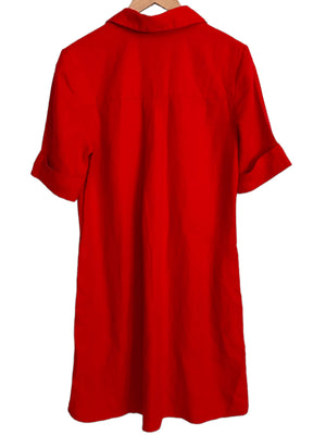 Warm Autumn Scarlet Flame Linen Popover Dress Warm Autumn Scarlet Flame Linen Popover Dress