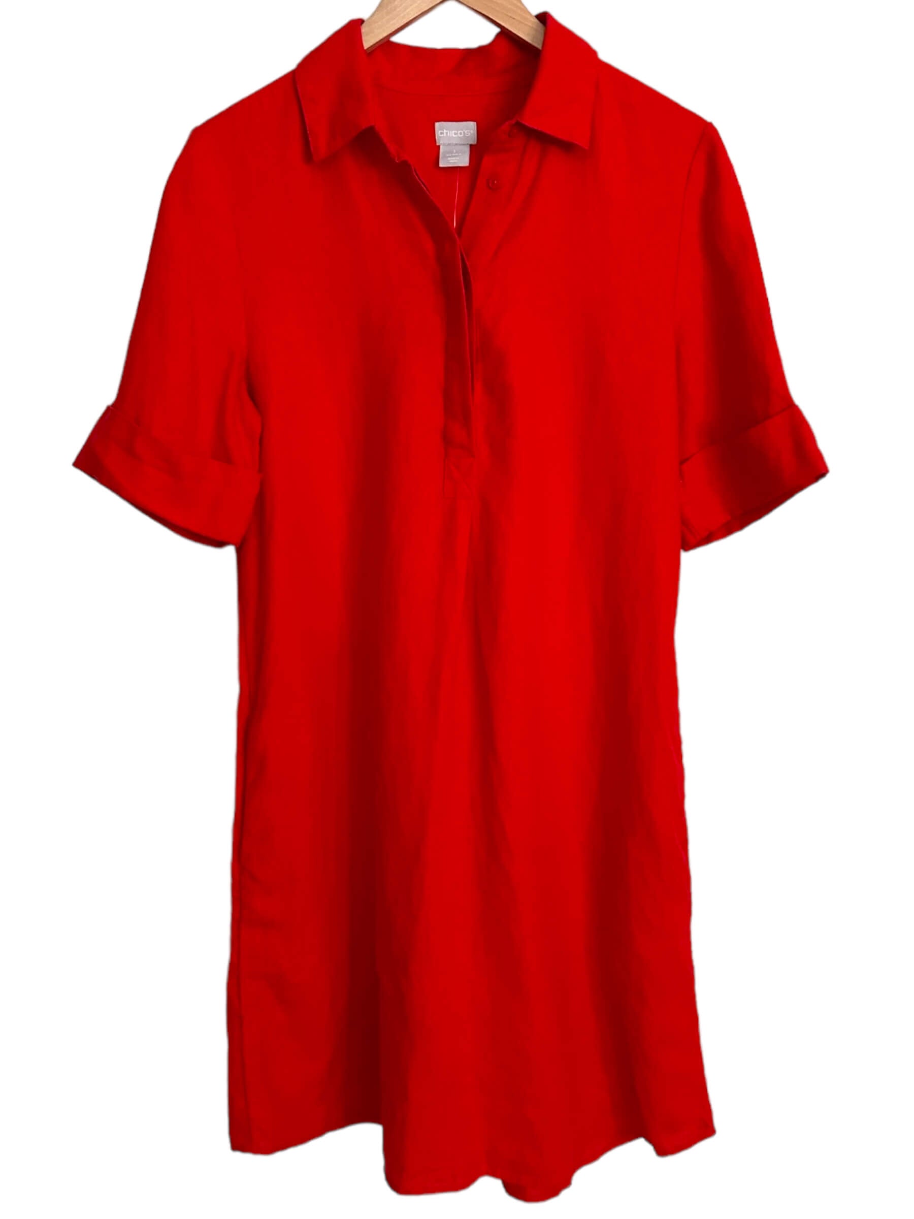 Warm Autumn CHICO'S scarlet flame linen popover dress