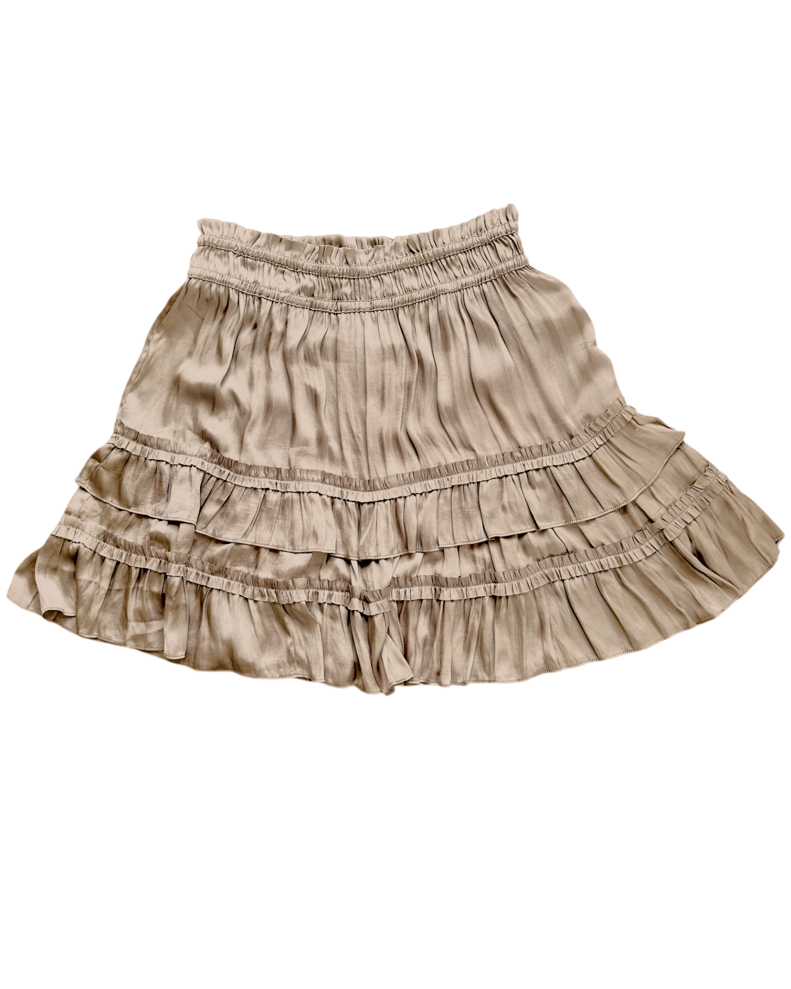 Warm Autumn CURRENT AIR LOS ANGELES fawn tiered ruffle mini skirt