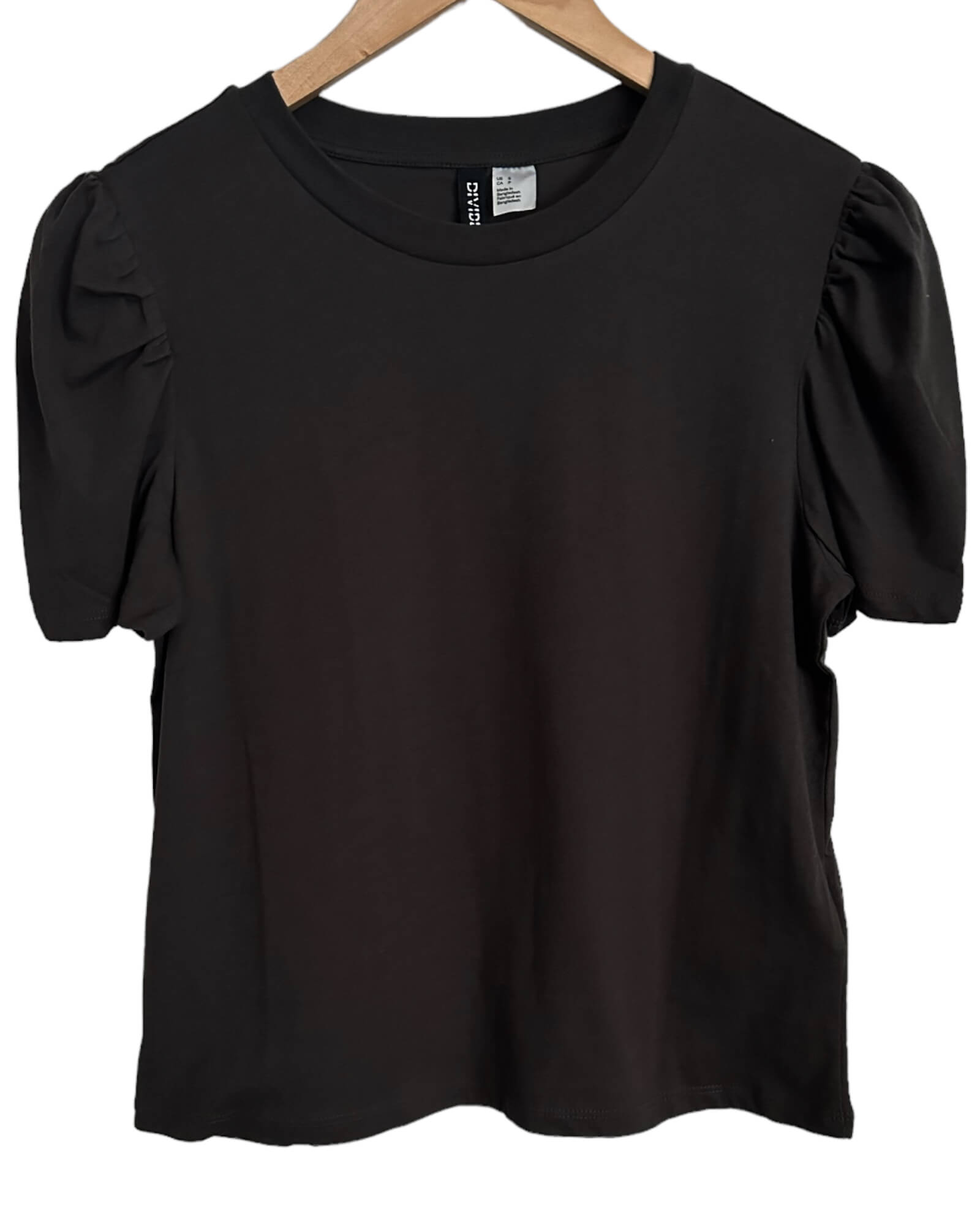 Warm Autumn DIVIDED charcoal gray puff sleeve tee