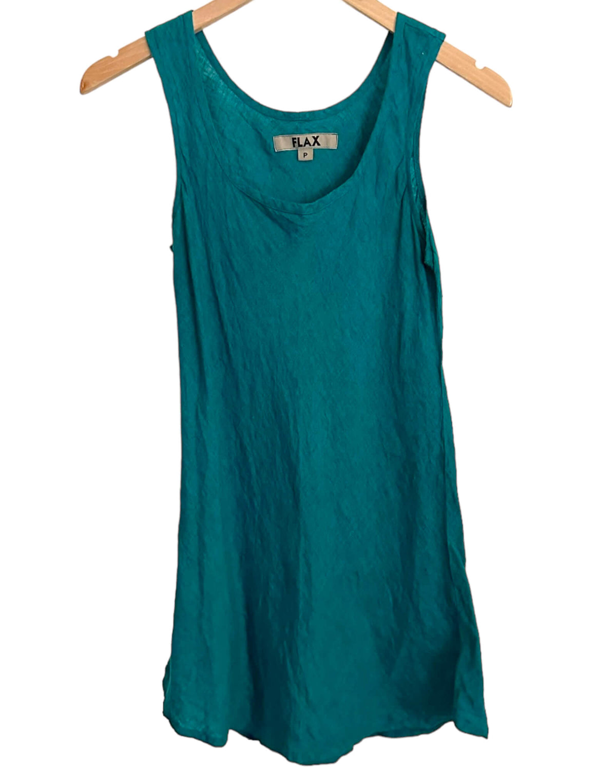 Warm Autumn FLAX juniper green sleeveless linen top