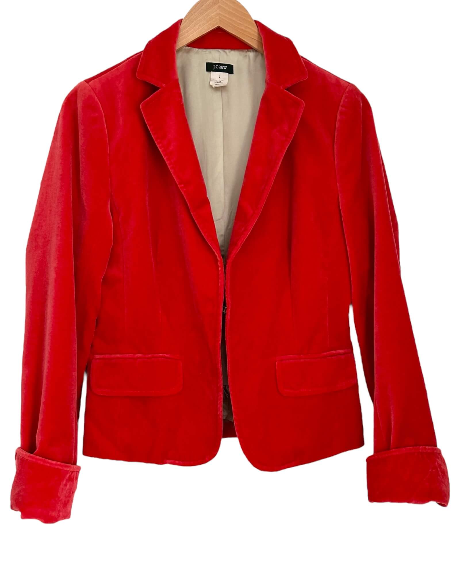 Warm Autumn Fire Red Velvet Blazer Jacket