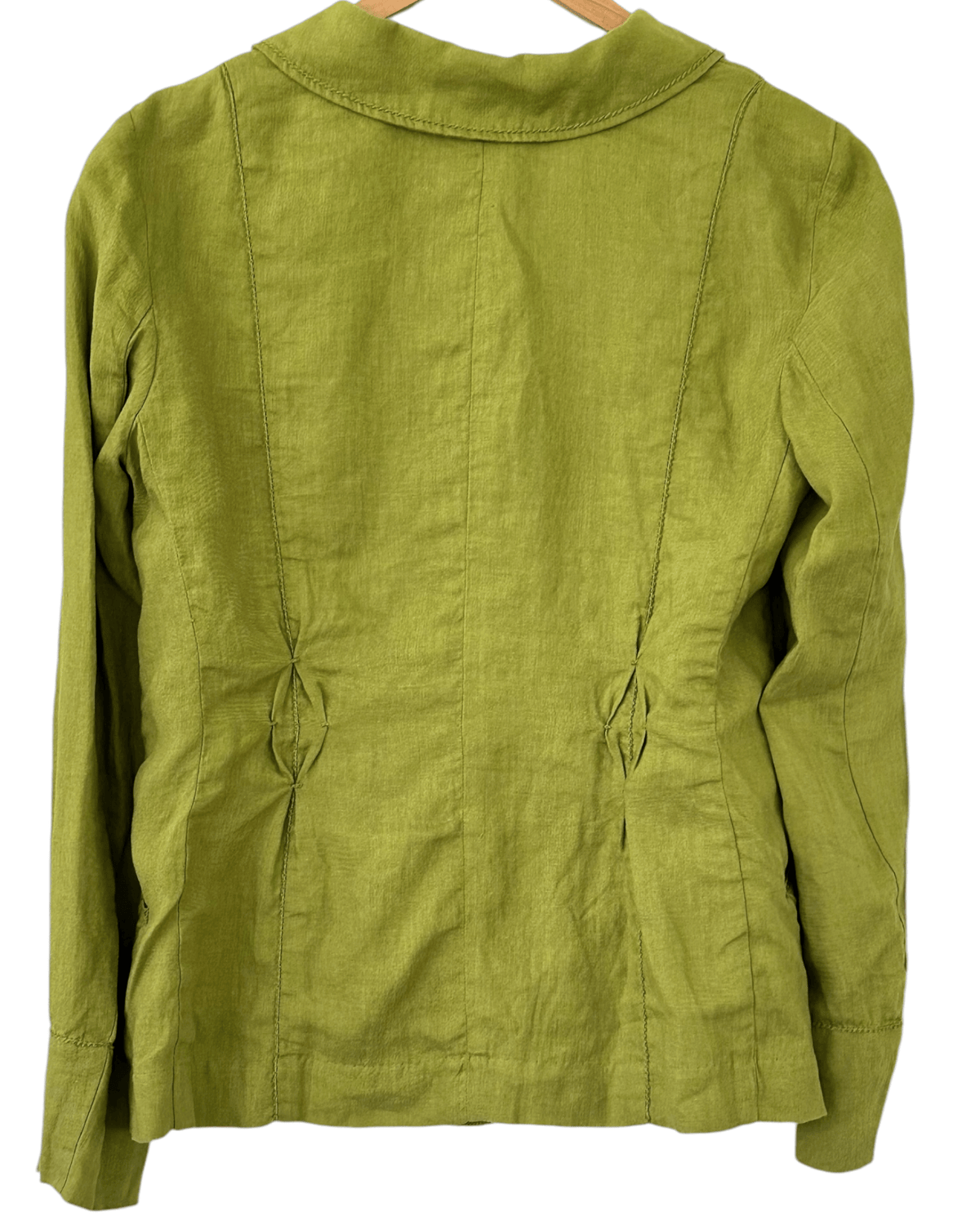 Warm Autumn J.JILL avocado green embroidered linen jacket