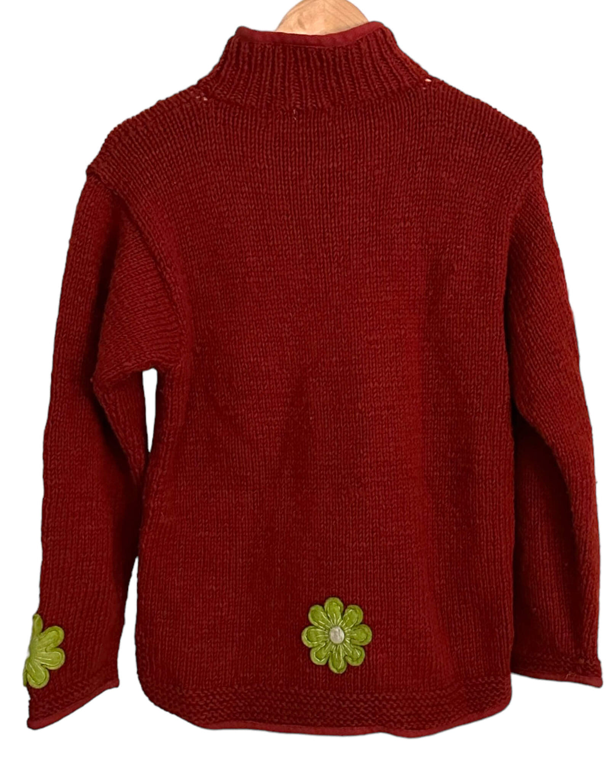 Warm Autumn LAUNDRY wool flower rust orange pullover sweater