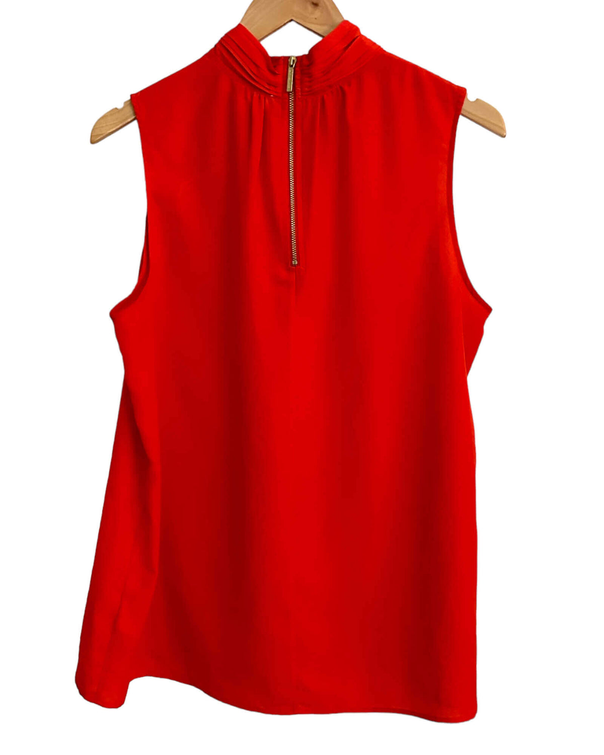 Warm Autumn MICHAEL KORS salsa red sleeveless sash blouse