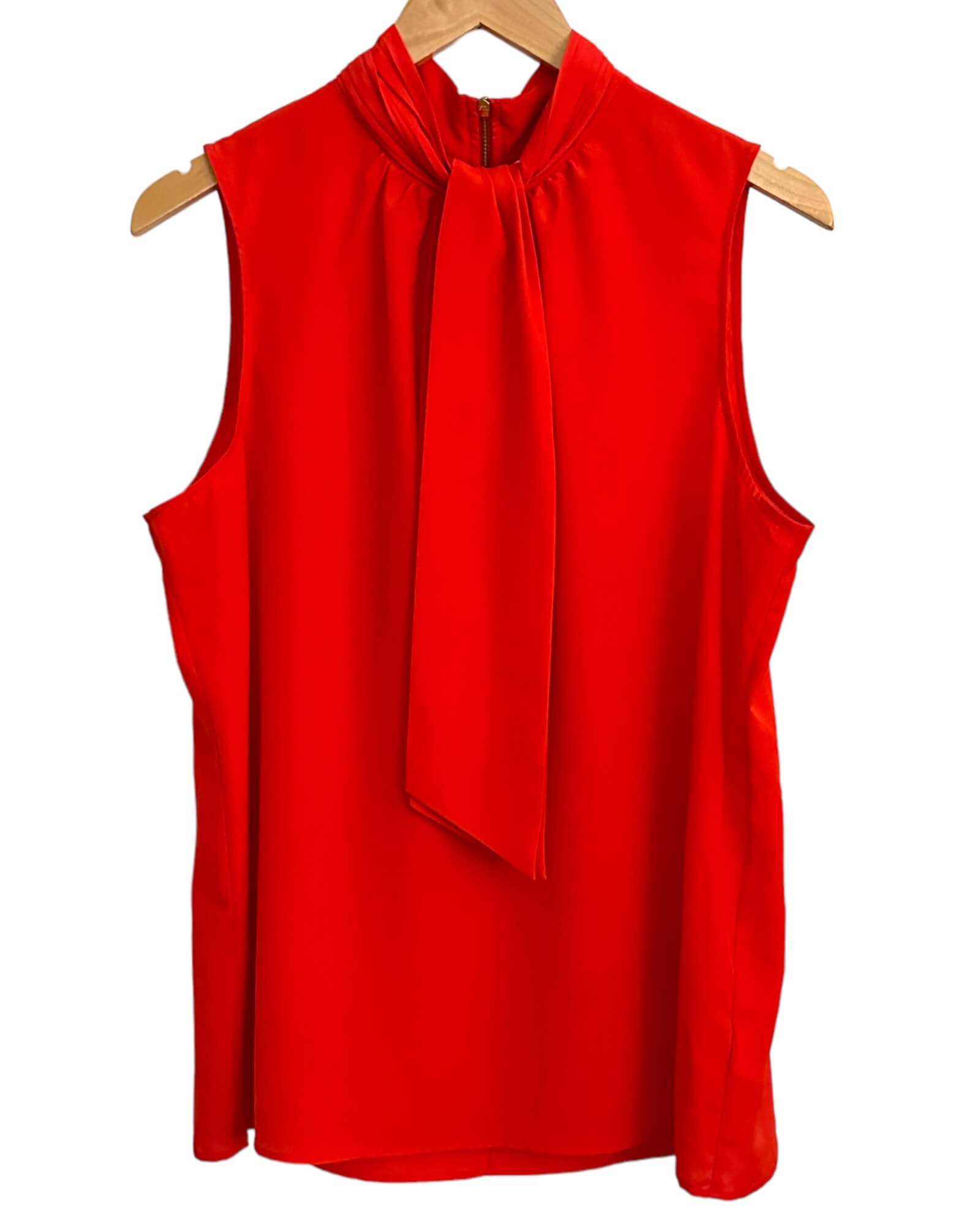 Warm Autumn MICHAEL KORS salsa red sleeveless sash blouse