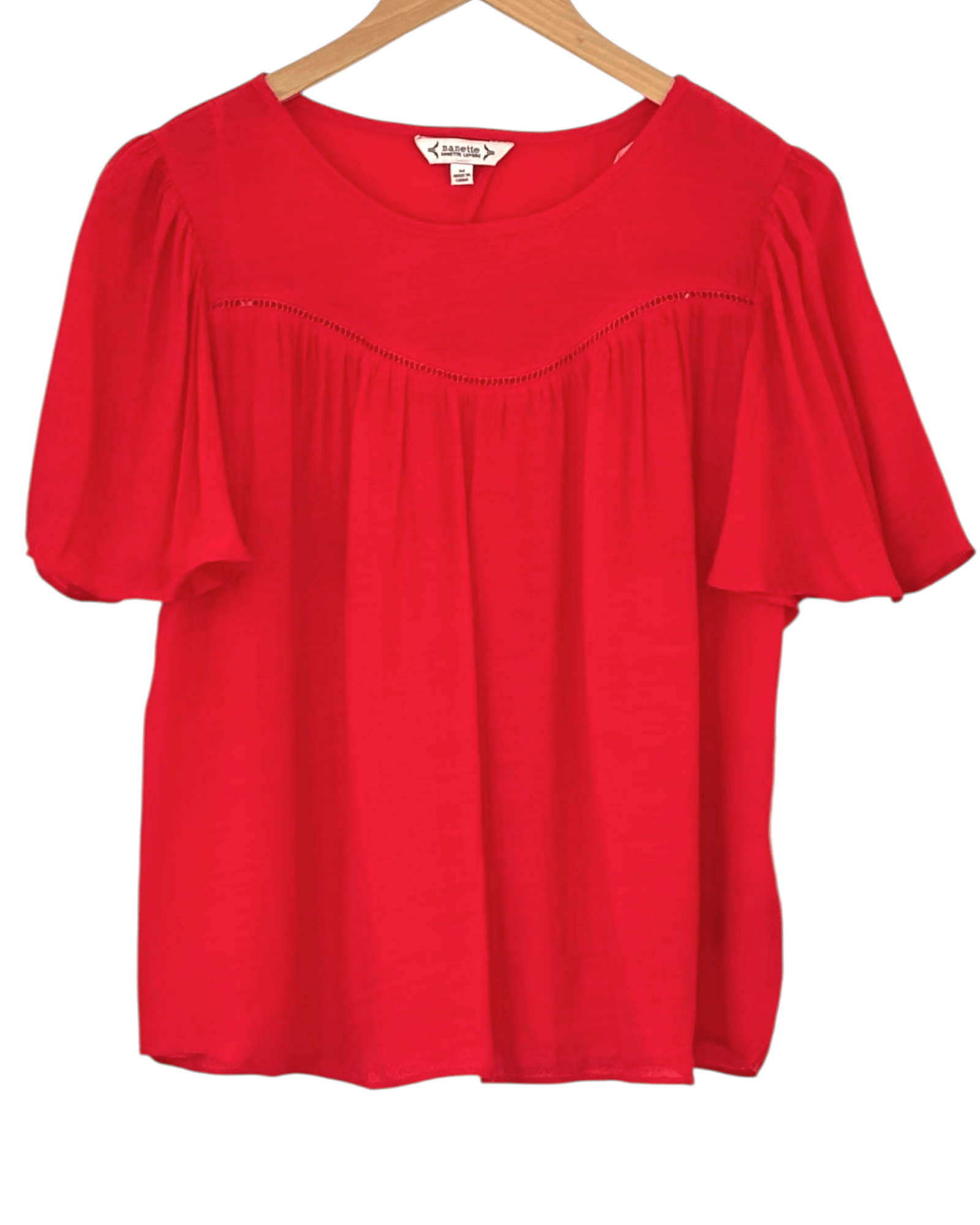 Warm Autumn NANETTE LEPORE candy apple flutter sleeve blouse