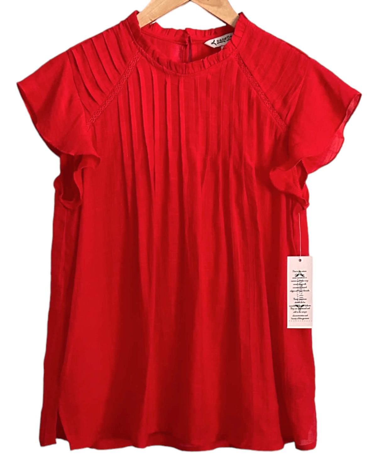 Warm Autumn NANETTE LEPORE hot coral flutter sleeve blouse