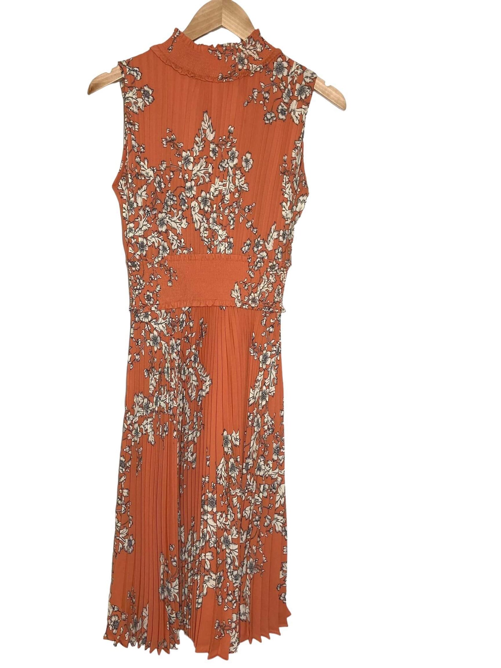 Warm Autumn NANETTE LEPORE burnt orange floral pleated dress
