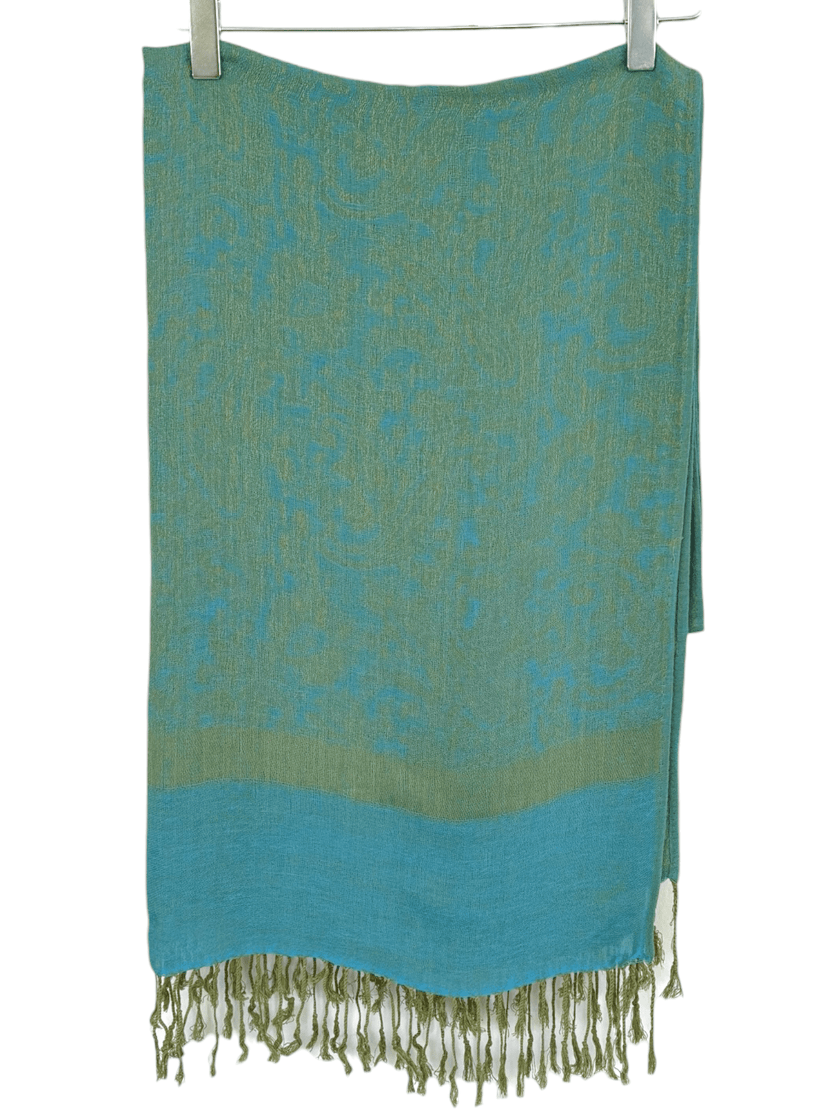 Warm Autumn paisley silk blend fringe pashmina wrap