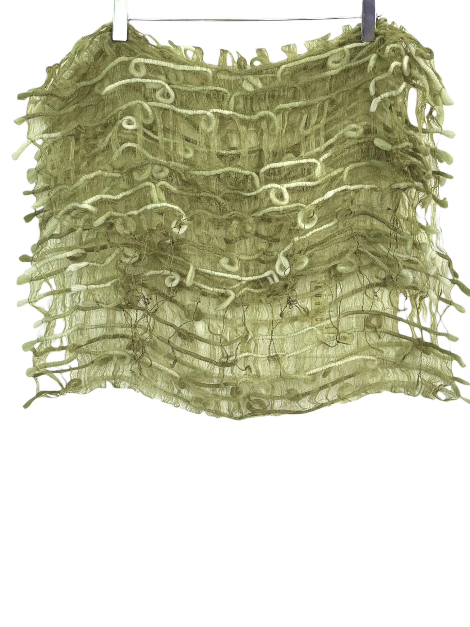 Warm Autumn Pistachio Gauze and Yarn Scarf