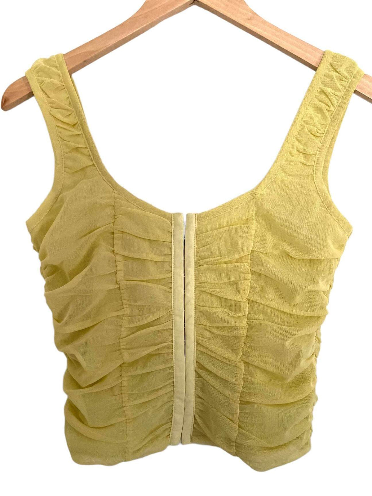 Warm  Autumn SHINESTAR yellow ruched sleeveless top