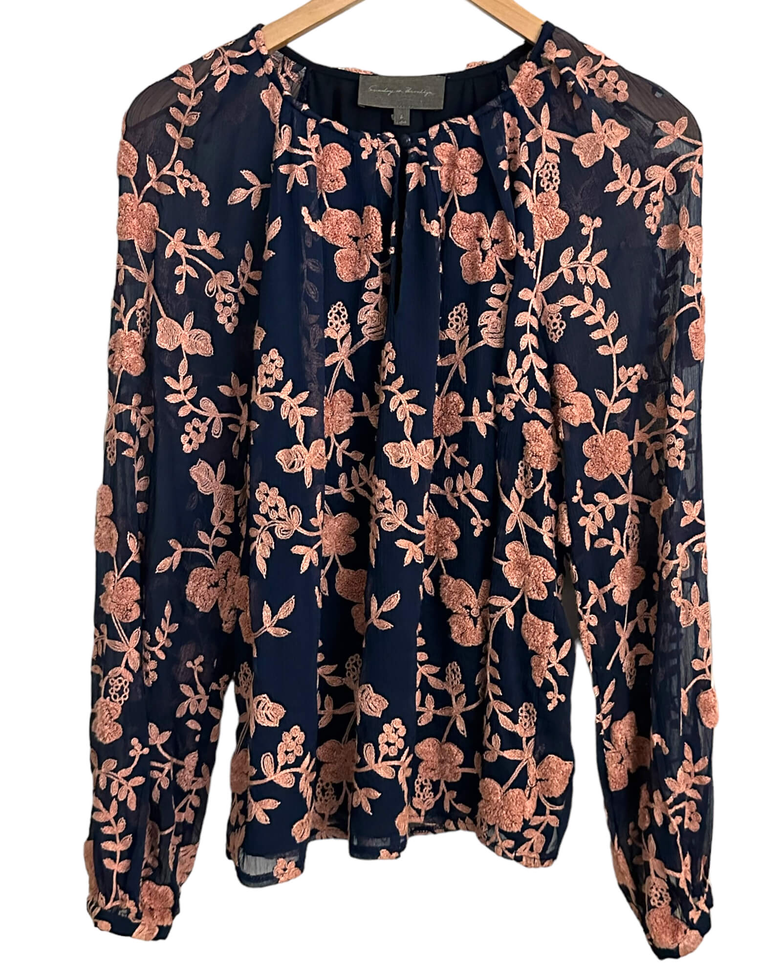 Dark Autumn SUNDAY IN BROOKLYN ANTHROPOLOGIE floral embroidery blouse 