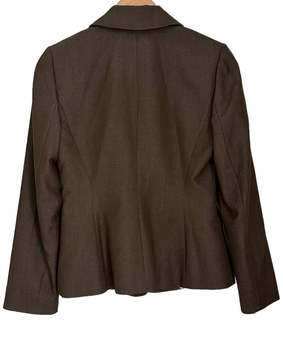 Warm Autumn TAHARI ARTHUR LEVINE mushroom brown stacked lapel blazer jacket