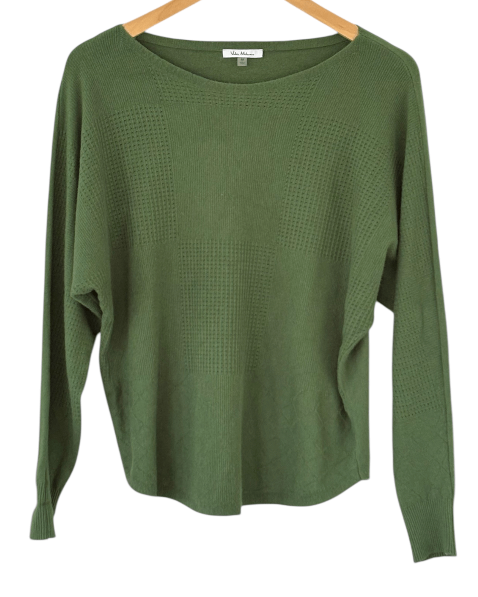 Warm Autumn VILA MILANO taiga green pointelle knit sweater 