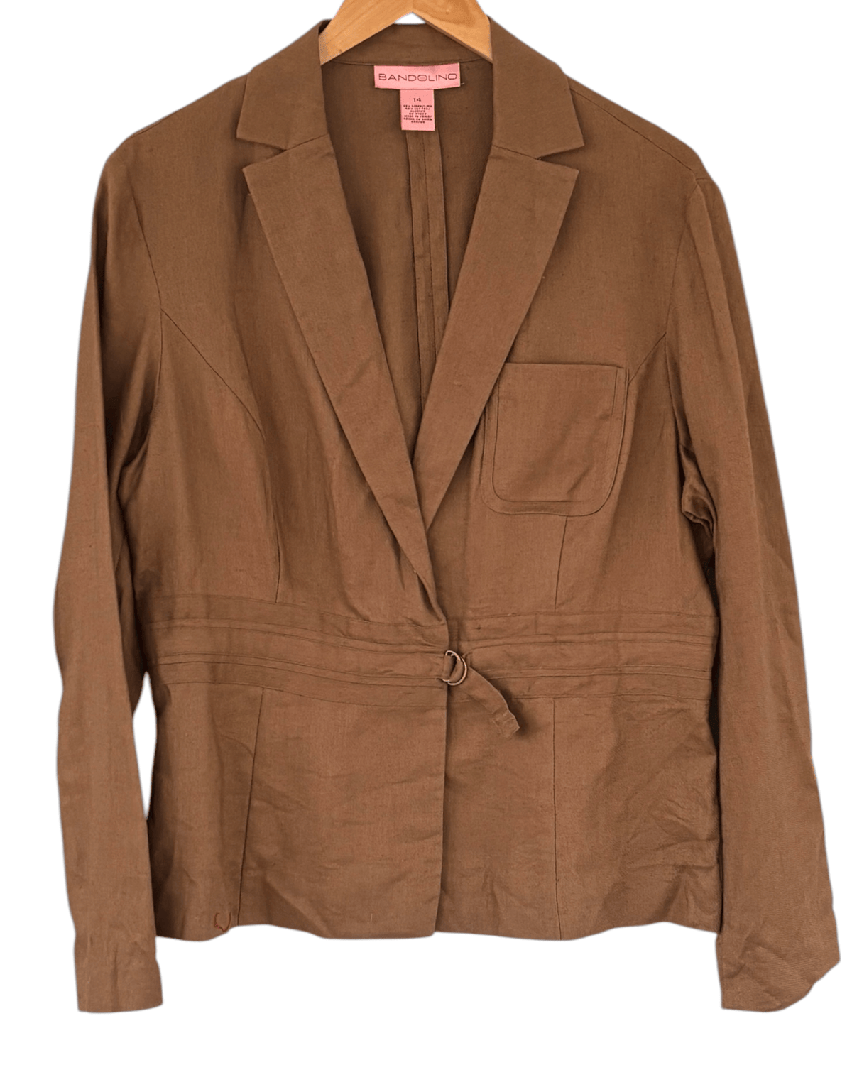 Warm Spring BANDOLINO Cappuccino Buckle Front Linen Jacket