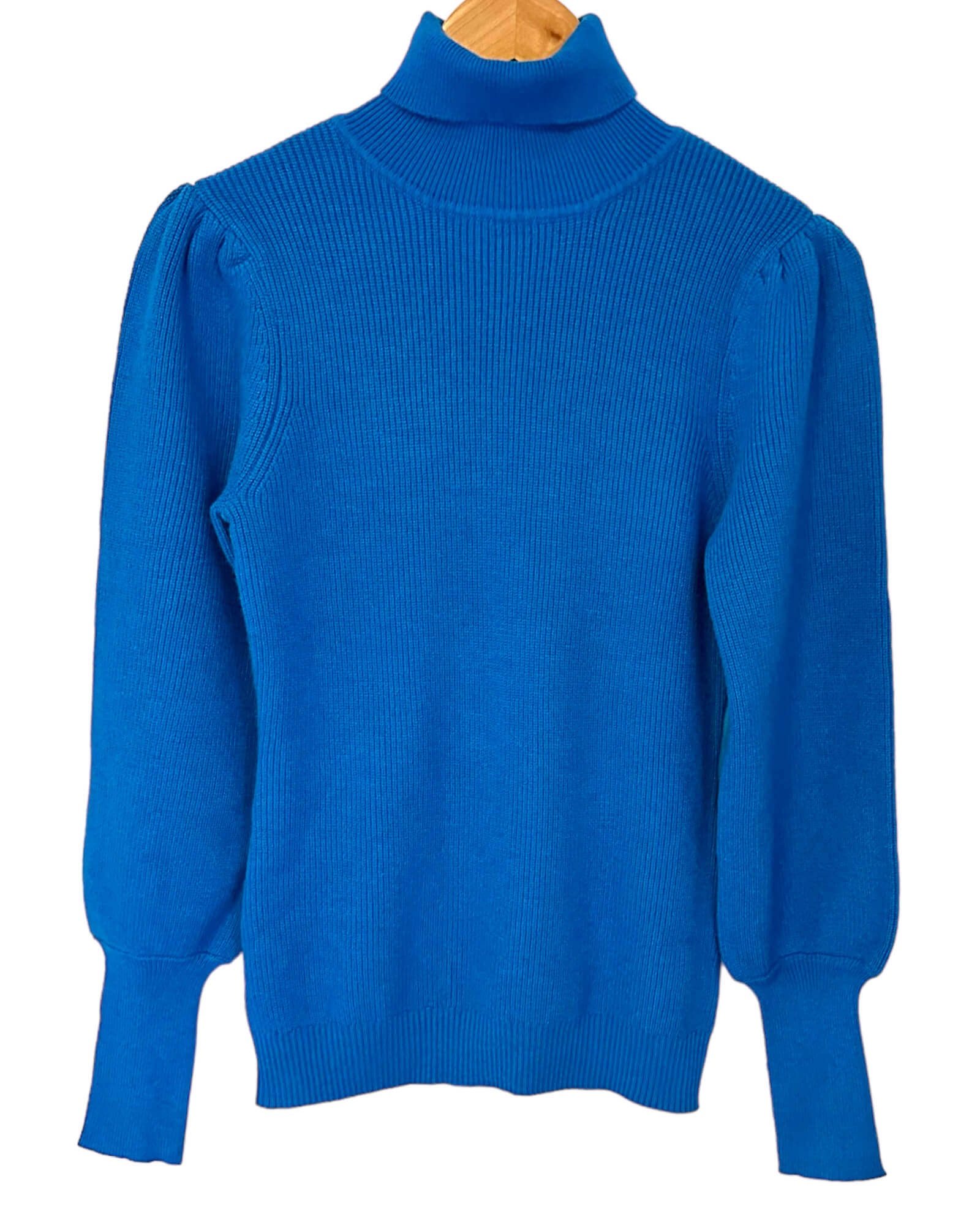 Warm Spring BOSTON PROPER director blue puff sleeve turtleneck sweater 