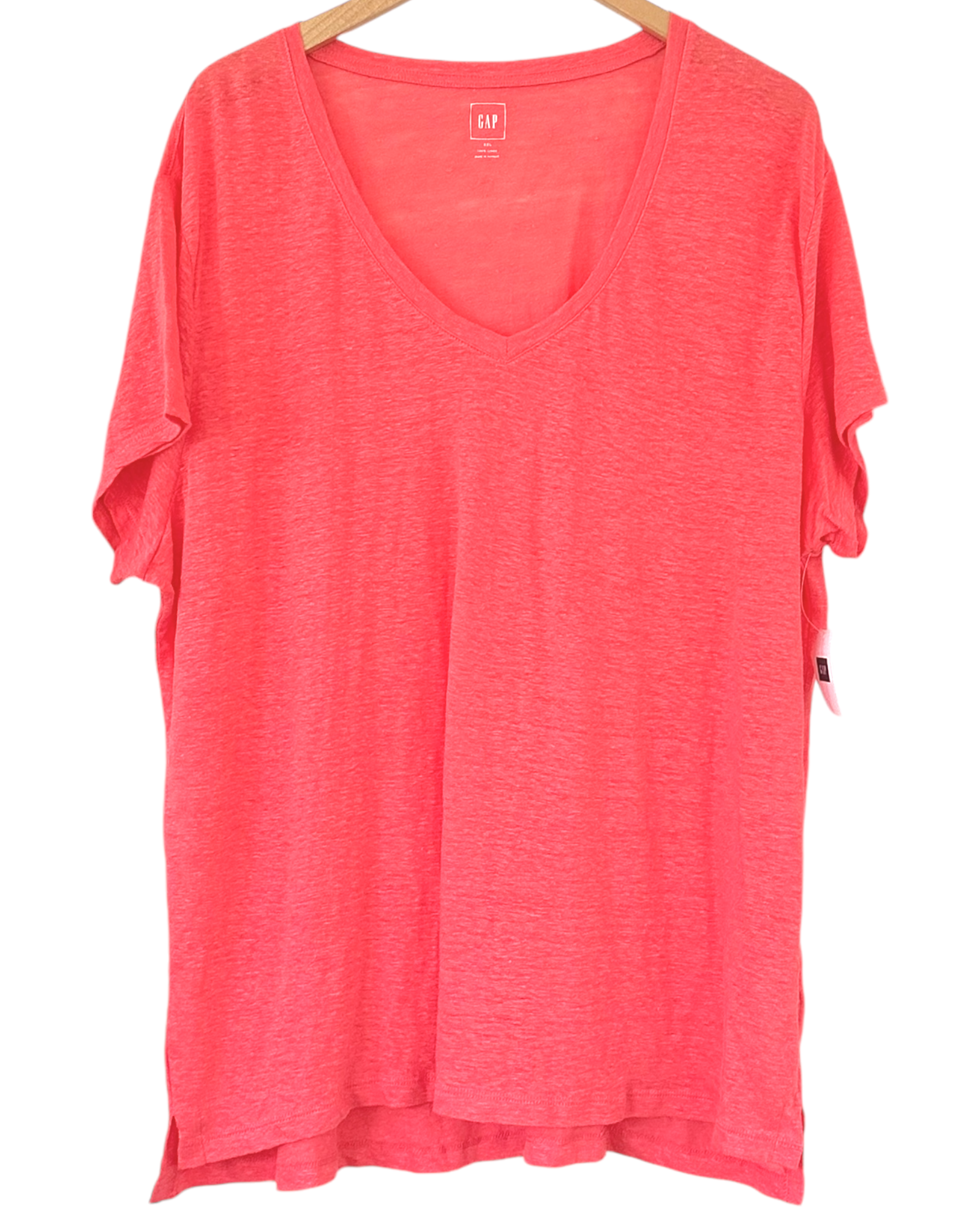 Warm Spring GAP sunset v-neck linen tee