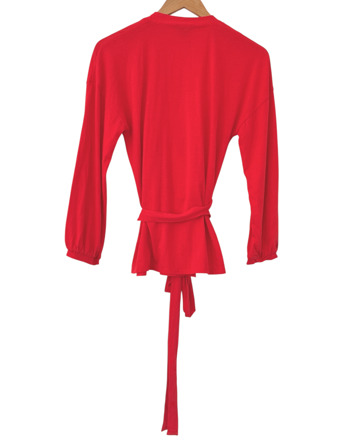 Warm Spring J.CREW tomato red deep v-neck wrap top