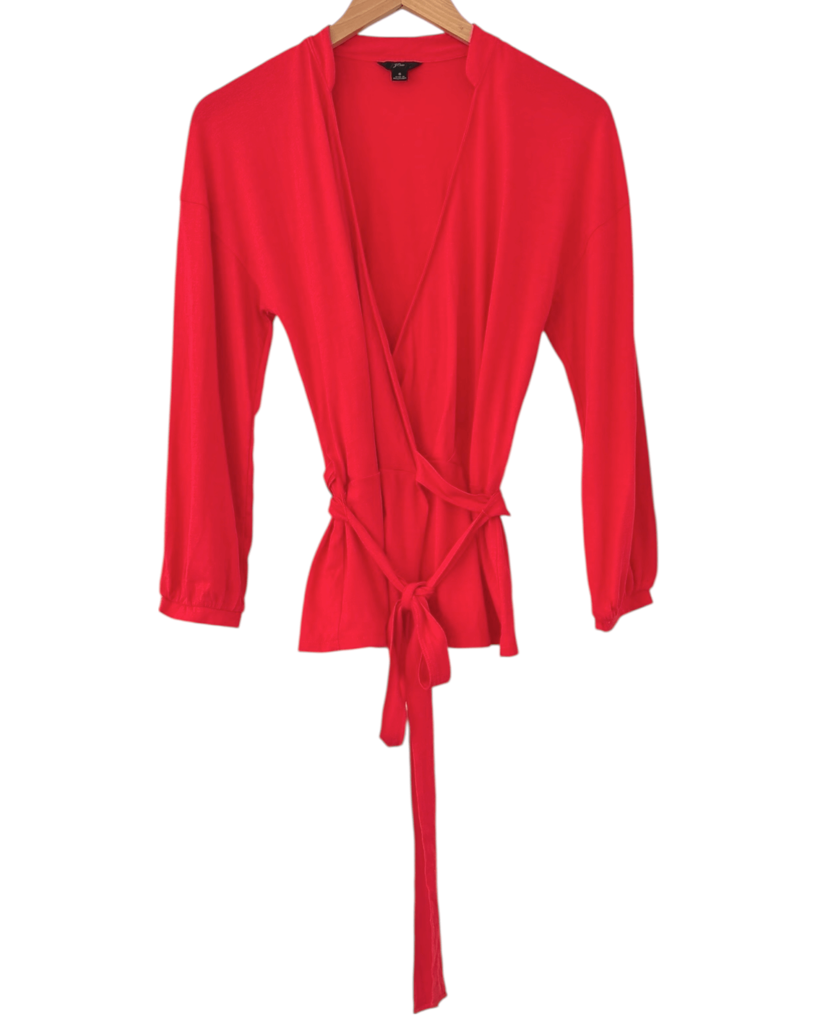 Warm Spring J.CREW tomato red deep v-neck wrap top