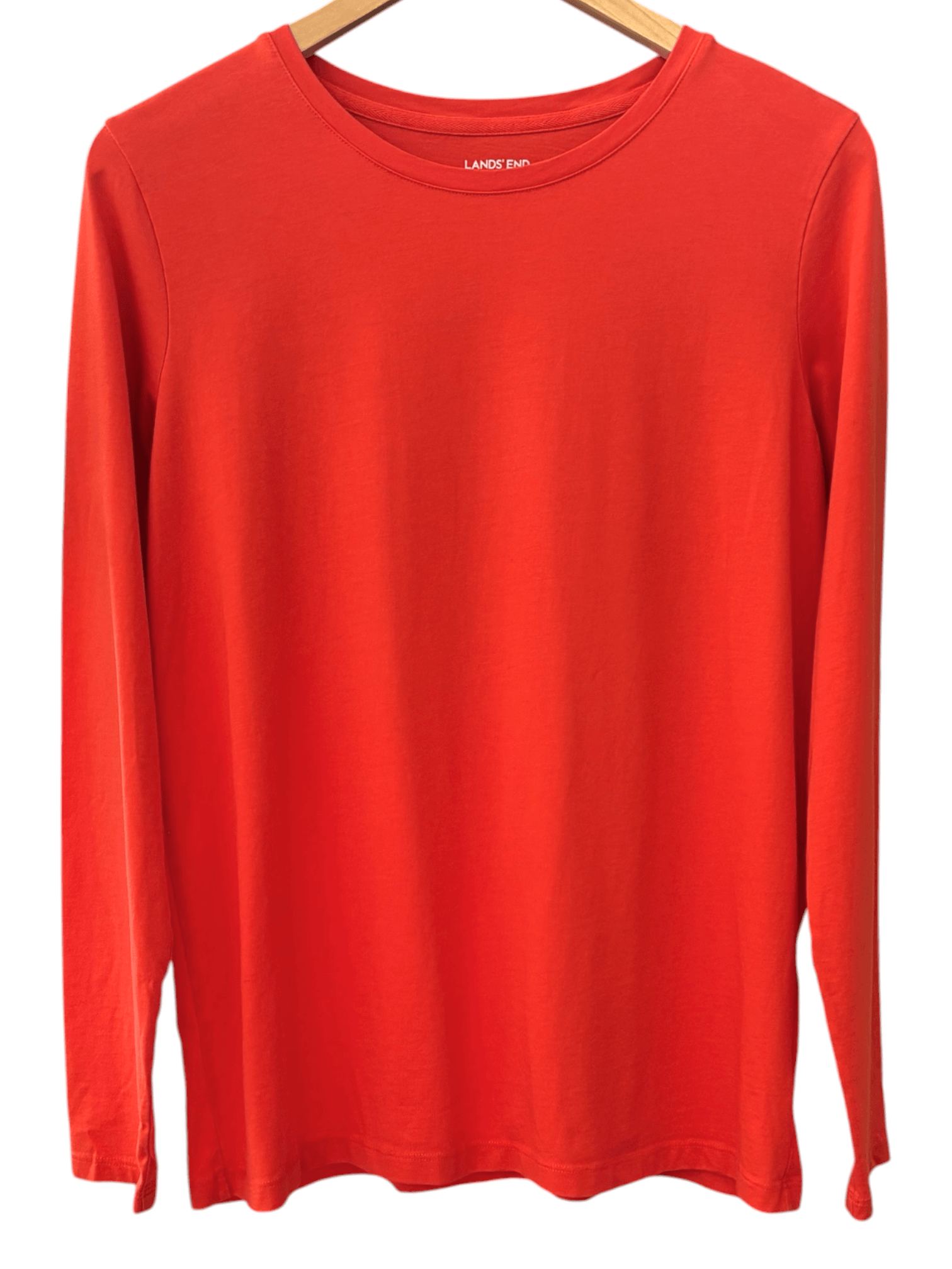 Warm Spring LANDS' END sunrise orange long sleeve crewneck tee