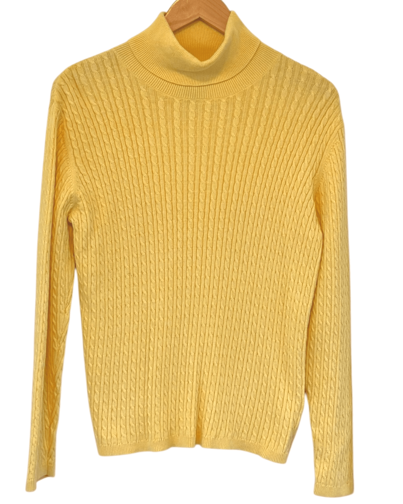 Warm Spring LANDS' END yuzu tart cable knit turtleneck sweater